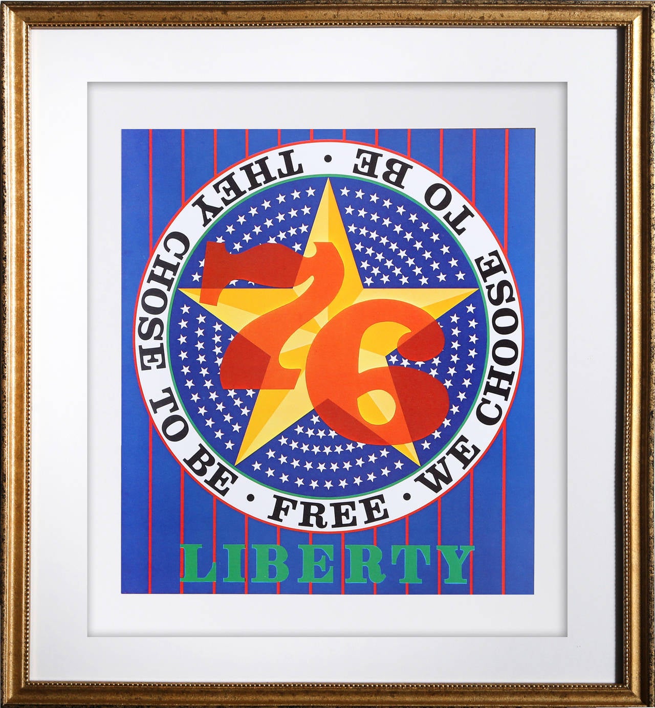 Artist:	after Robert Indiana
Title:	Liberty from Kent-Bicentennial Portfolio Spirit of Independence
Year: 1975
Medium:	Offset Lithograph (unsigned)
Paper Size: 17 x 14 inches
Frame: 19 x 18 inches

An original fine art print from the Spirit of