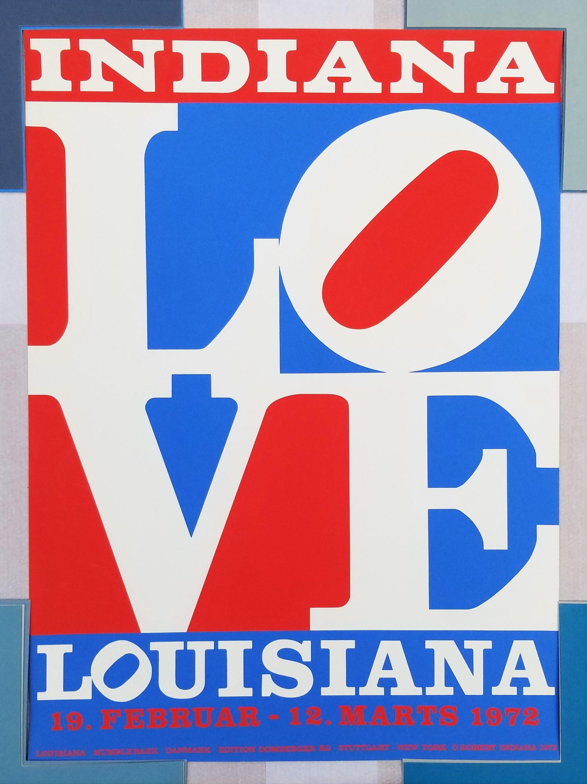 Affiche du Louisiana Museum of Modern Art (LOVE) /// Robert Indiana Pop Art bleu rouge en vente 1
