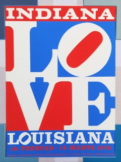 Louisiana Museum of Modern Art (LOVE) Poster /// Robert Indiana Pop Art Blue Red