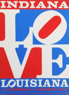 Retro Louisiana Museum of Modern Art (LOVE) Poster /// Robert Indiana Pop Art Blue Red