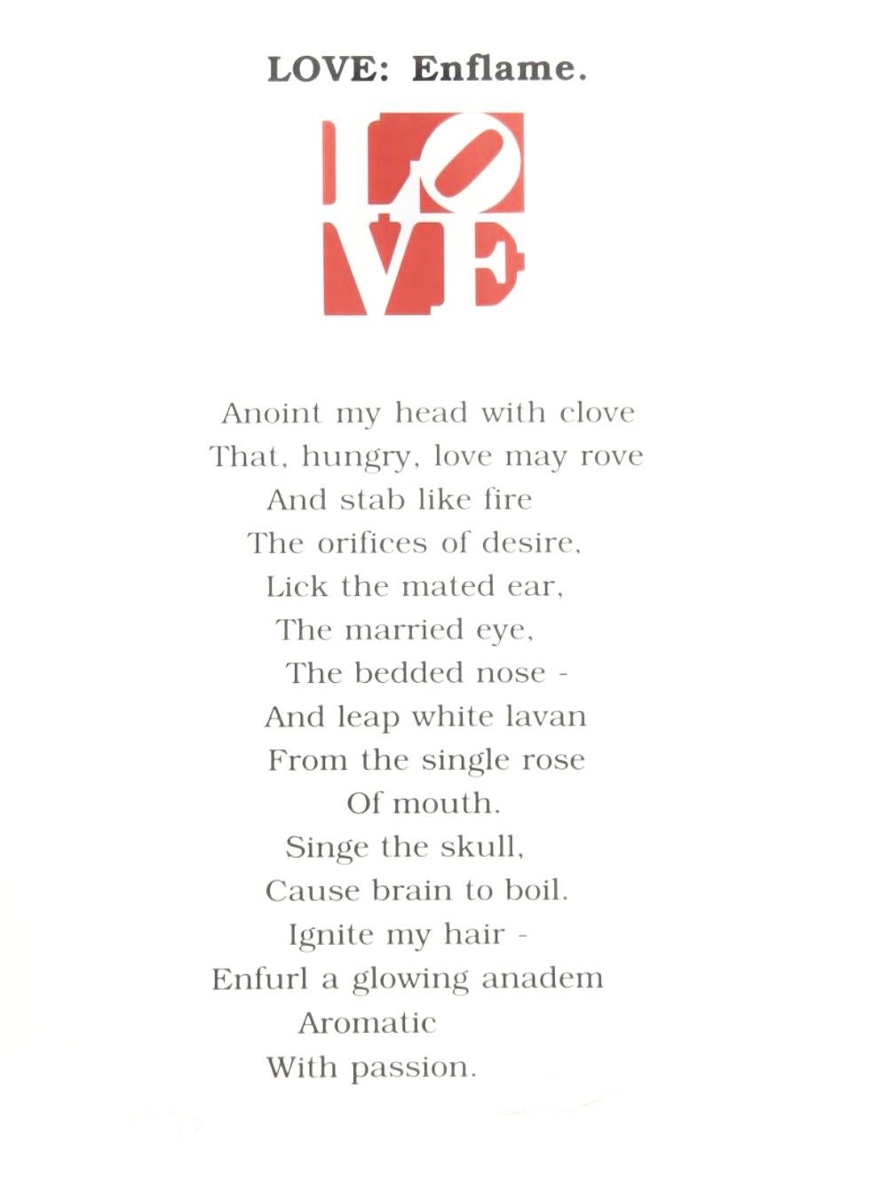 LOVE: Enflame (From The Book of Love Portfolio) - Print by Robert Indiana