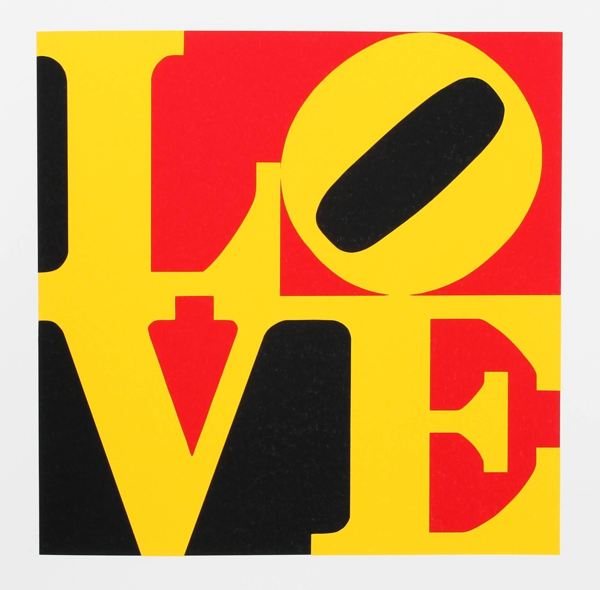 Artist: Robert Indiana, American (1928 - 2018)
Title: Die Deutsche Liebe (The German LOVE) from the American Dream Portfolio
Year: 1968 (1997)
Medium: Serigraph
Edition Size: 395
Image Size: 14 x 14 inches
Size: 22 in. x 17 in. (55.88 cm x 43.18