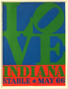LOVE in Blue and Green Silk-Screen Print, Framed, 1971, Excellent