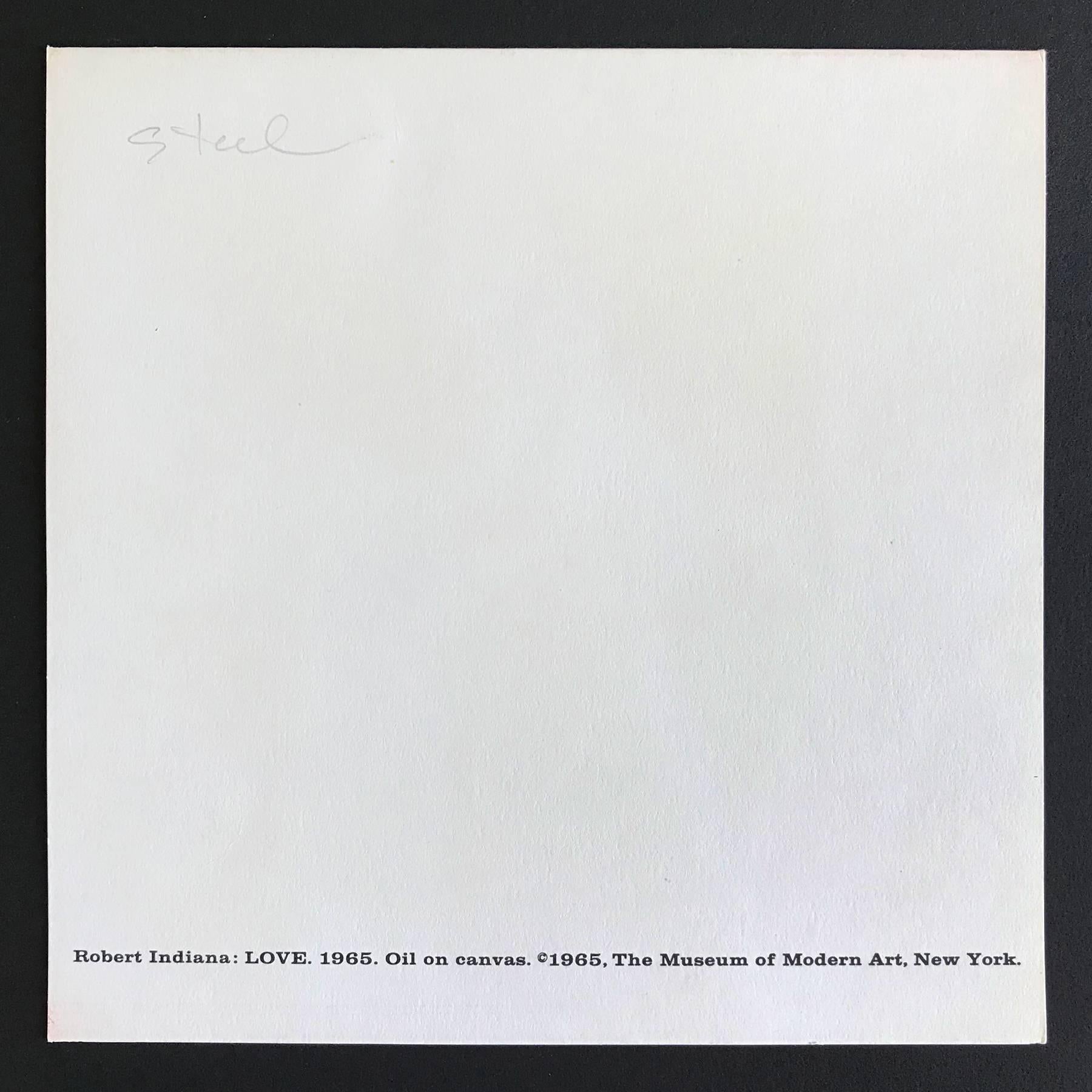 LOVE – Original MoMA Weihnachtskarte, Siebdruck, 1965, Pop-Art, 20. Jahrhundert – Print von Robert Indiana