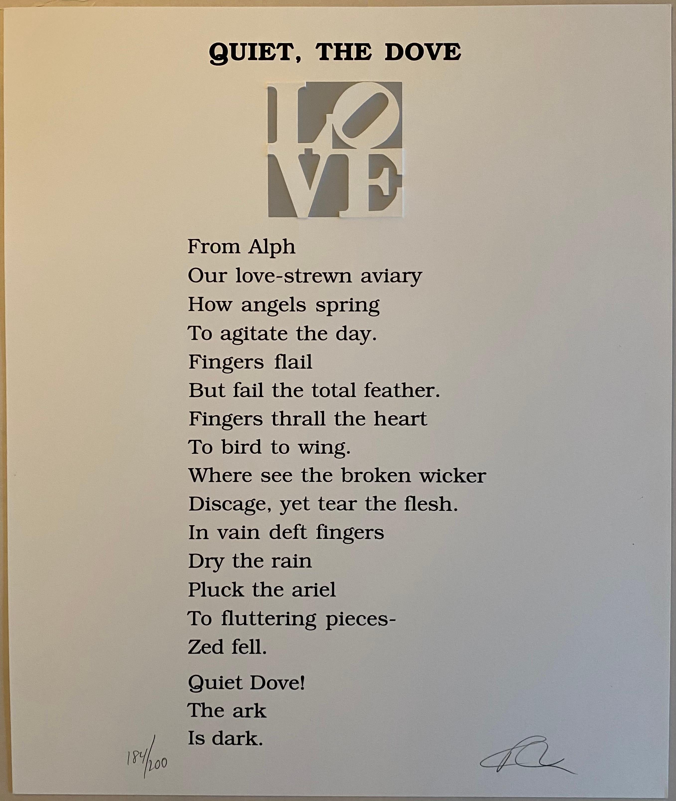 LOVE : Quiet, The Dove (De la collection The Book of Love Portfolio) - Pop Art Print par Robert Indiana