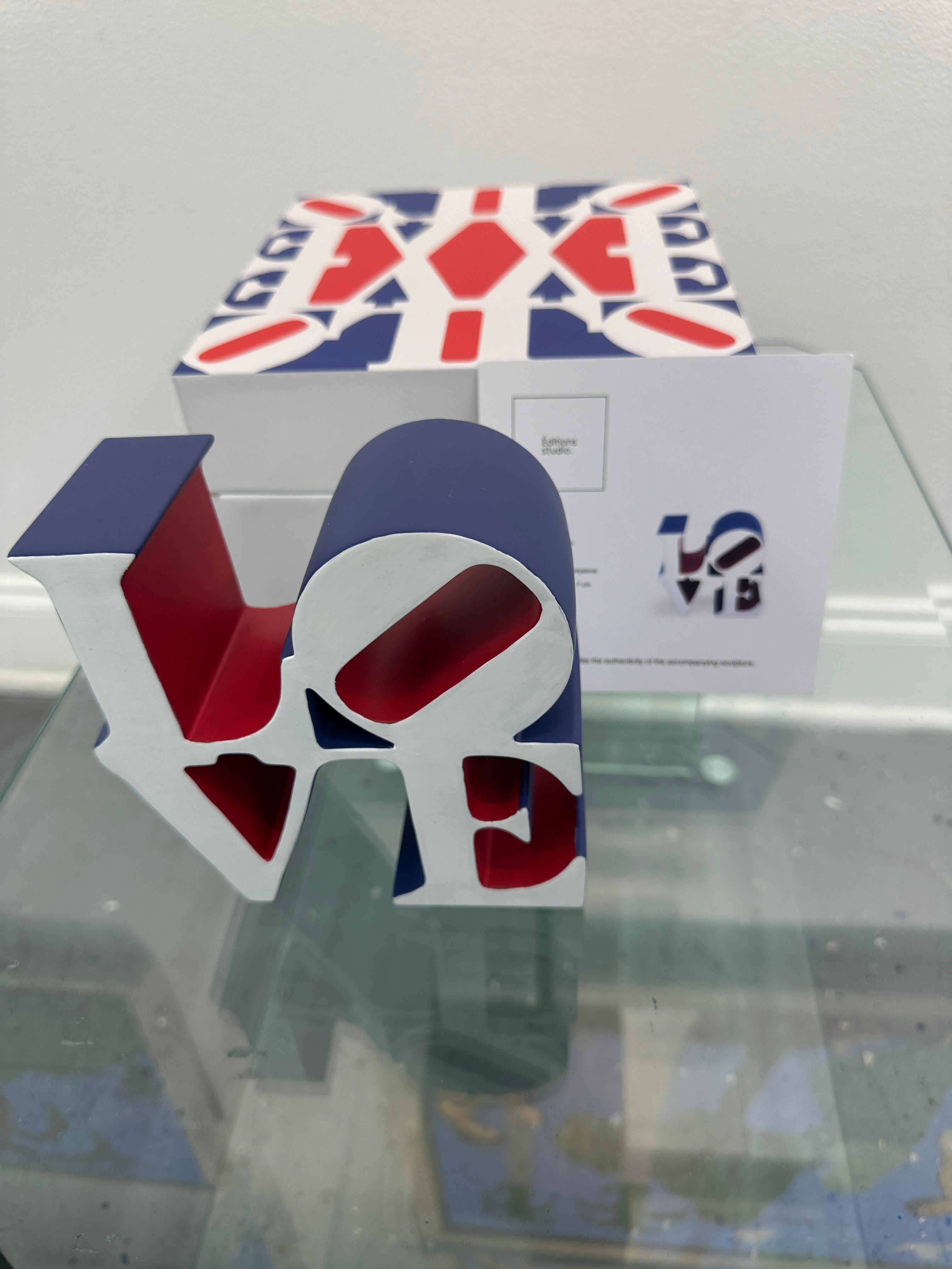 LOVE Red, Blue and White - Black Figurative Print by Robert Indiana