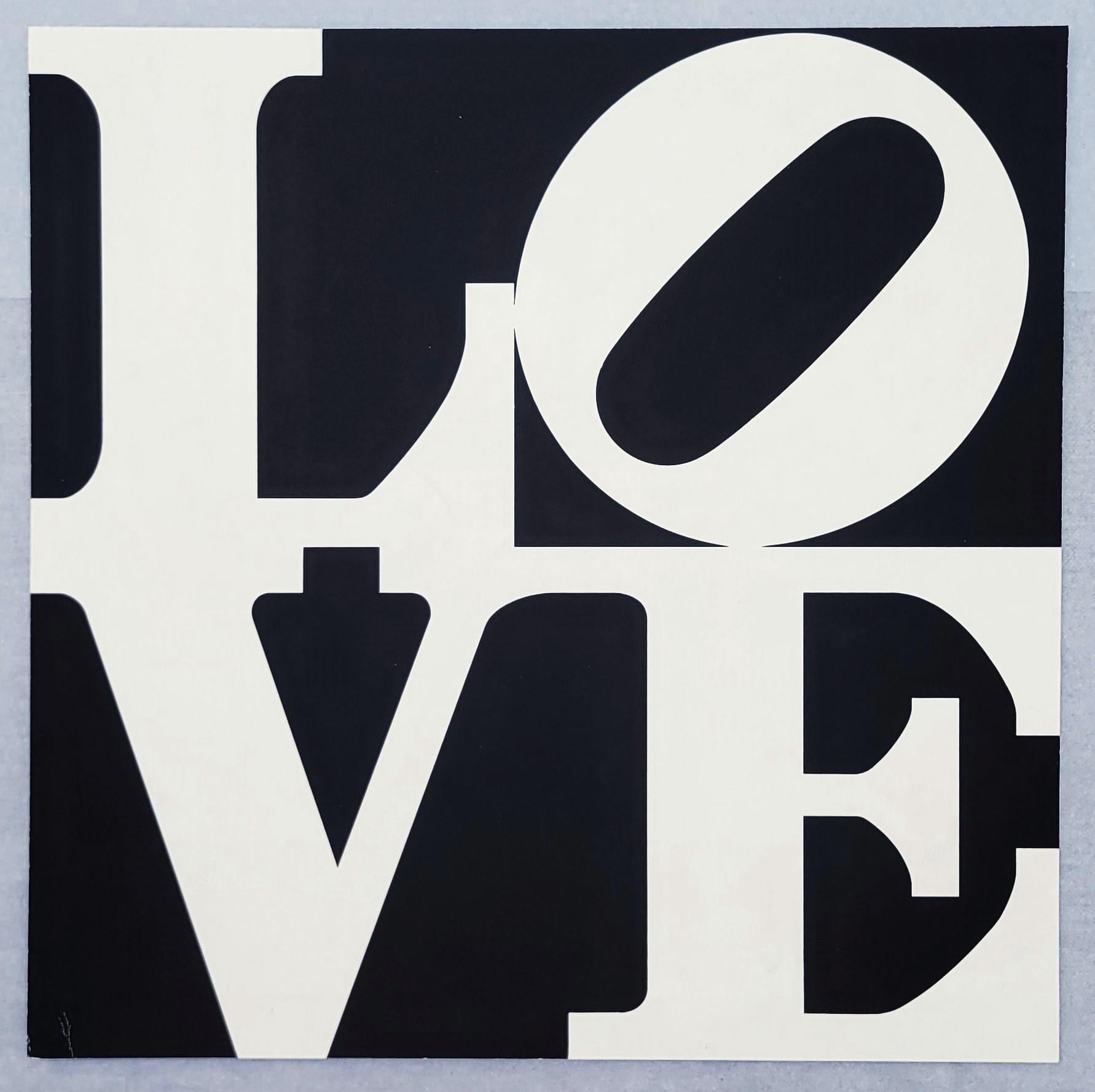 LOVE /// Robert Indiana Tipografía Pop Art Serigrafía Blanco y Negro Print Art en venta 1