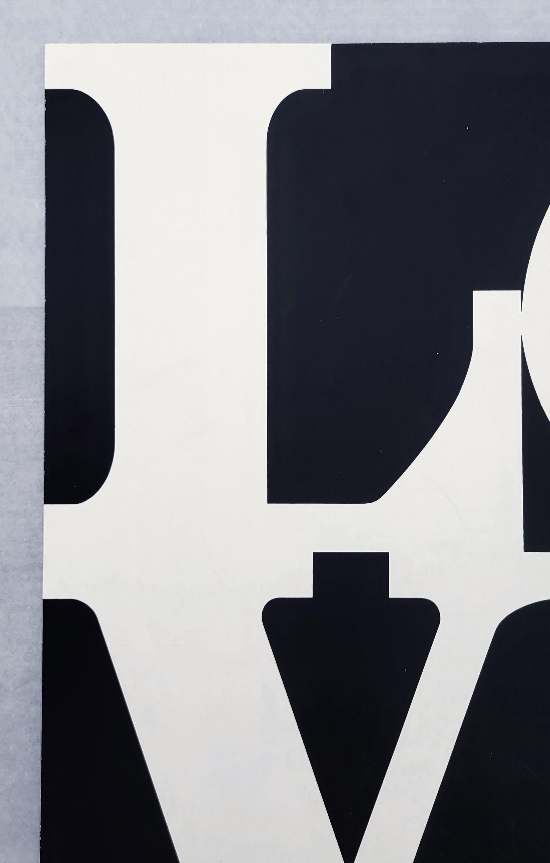 LOVE /// Robert Indiana Tipografía Pop Art Serigrafía Blanco y Negro Print Art en venta 3