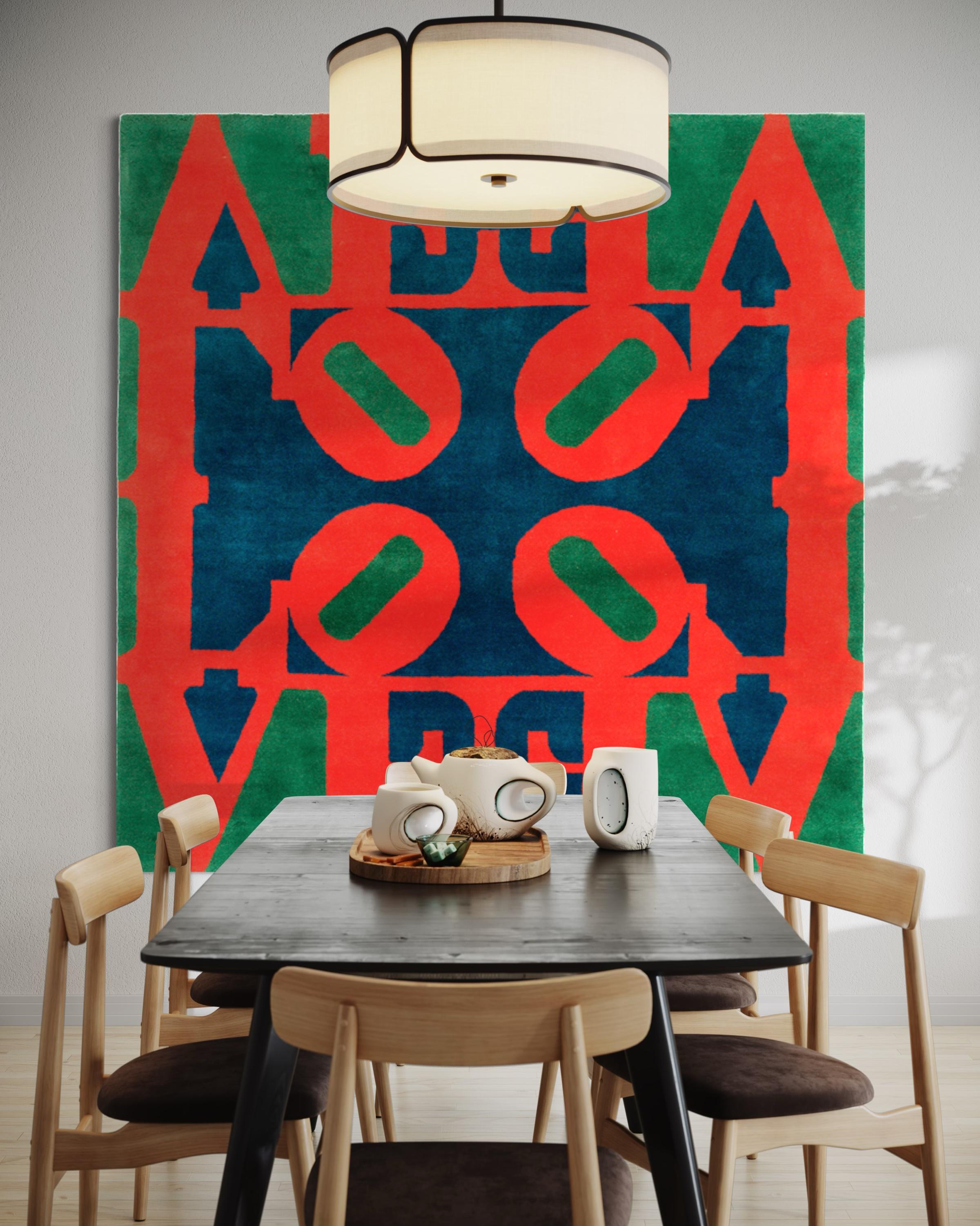 Presenting an exquisite large Love tapestry by the renowned artist Robert Indiana. Crafted in 1968, this exceptional artwork stands as a testament to Indiana's iconic Love motif and artistic prowess. Despite its age, this tapestry remains in superb