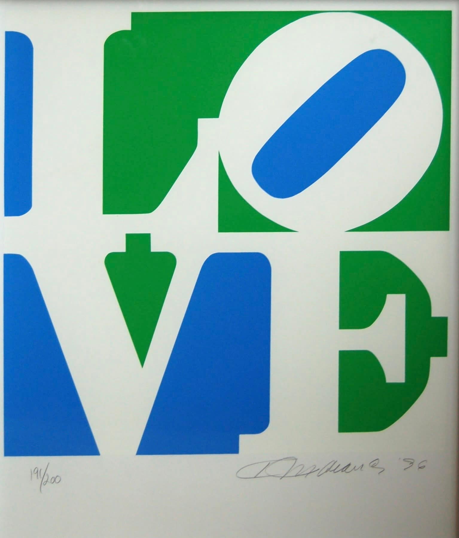 Robert Indiana Print -  Love (White, Green, Blue)