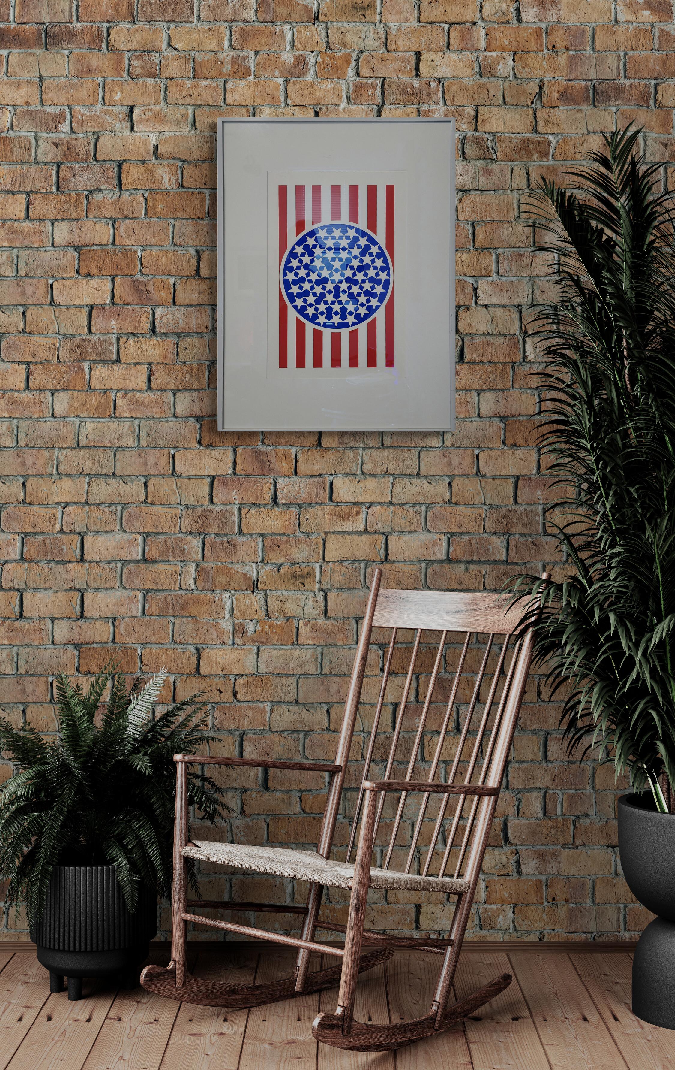 New Glory Banner (Amerikanisch, Ikonisch, Klassisch, Vintage, 28% OFF, FRAMED) (Pink), Figurative Print, von Robert Indiana