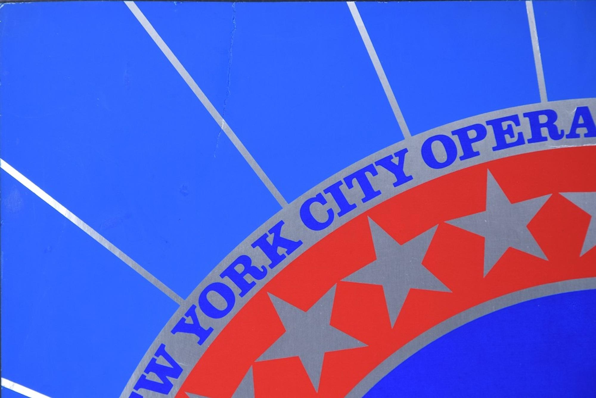 New York City Center 25th Anniversary - Original Screen Print Hand Signed - 1968 - Blue Figurative Print by Robert Indiana