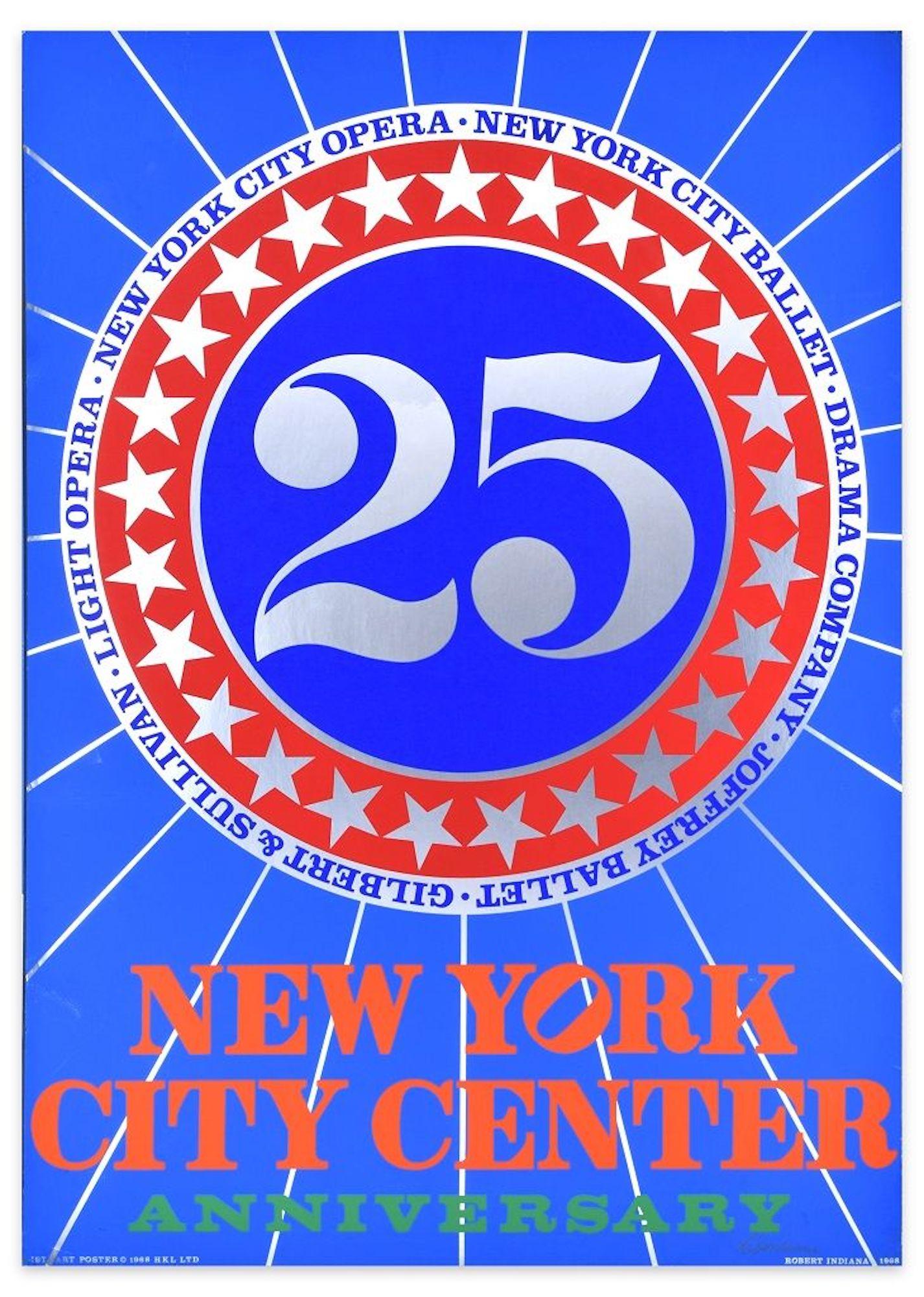 Robert Indiana Figurative Print - New York City Center 25th Anniversary - Original Screen Print Hand Signed - 1968