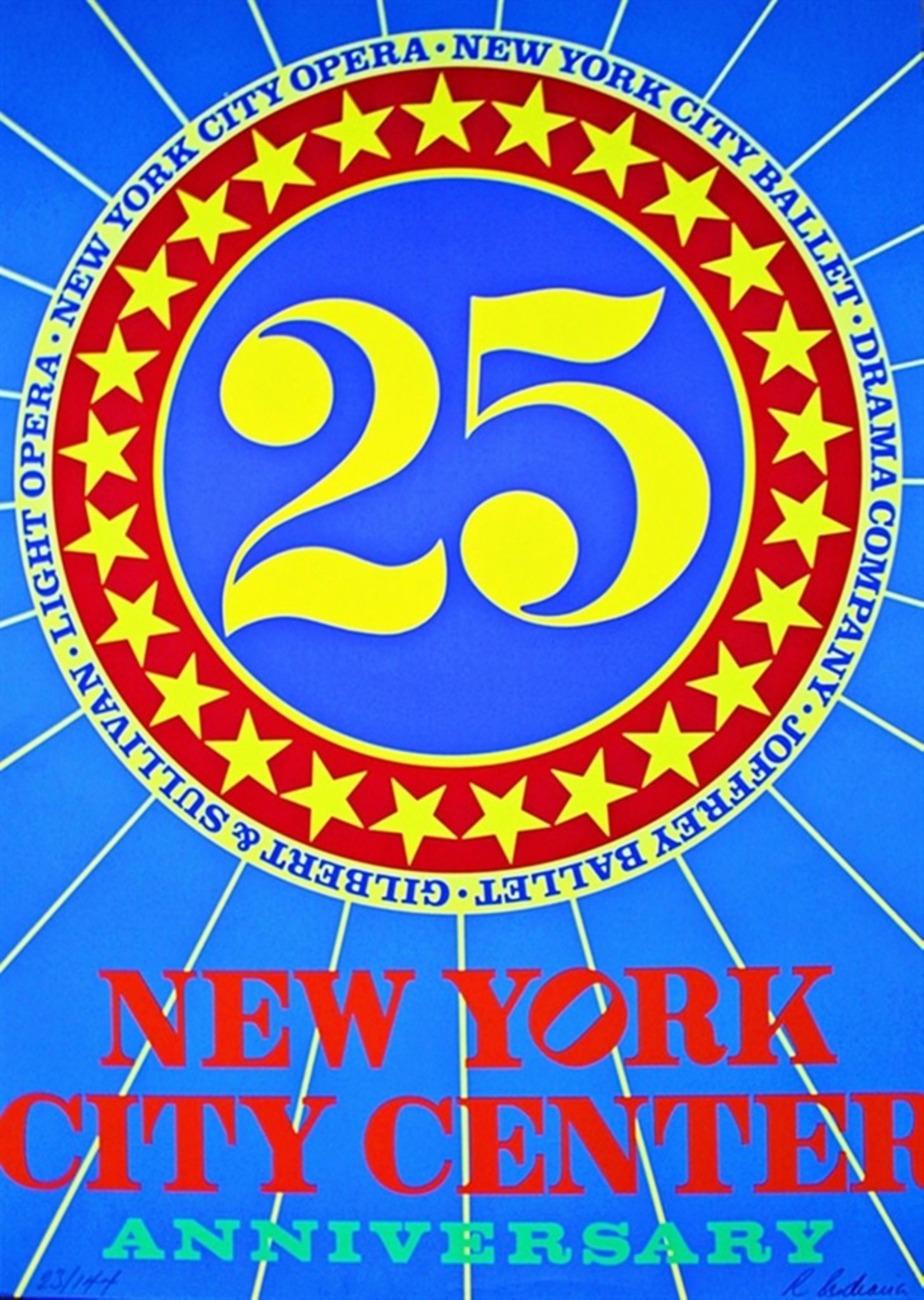 Figurative Print di Robert Indiana - New York City Center metà anni '60 disegno geometrico Pop Art firmato e numerato a mano