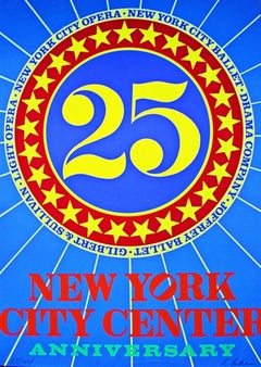 New York City Center mid 1960s geometric design Pop Art hand signed and numbered
