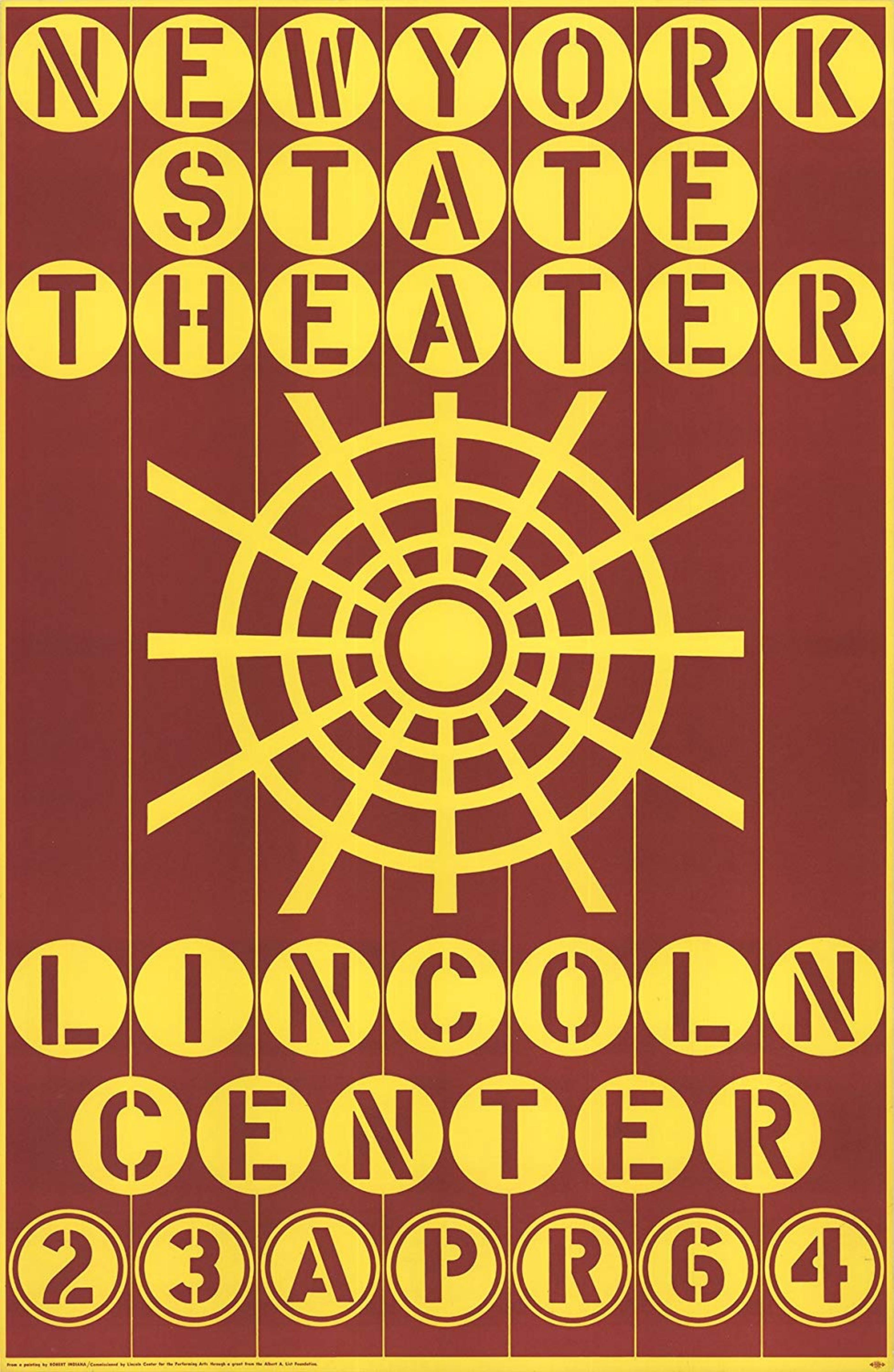 Robert Indiana Abstract Print – New York State Theater, Lincoln Center, New York, Limitierte Auflage 1960er Jahre, Plakat