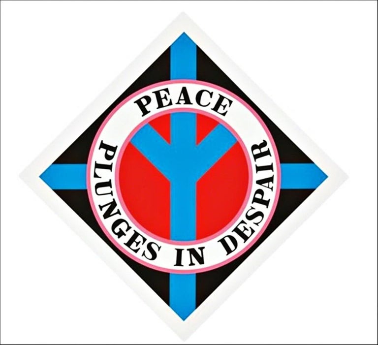 Robert Indiana Abstract Print - Peace Plunges in Despair