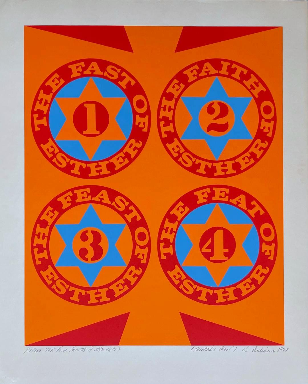 Robert Indiana Figurative Print - Purim: The Four Facets of Esther (I) Sheehan, 36, Rare signed Printers Proof '66