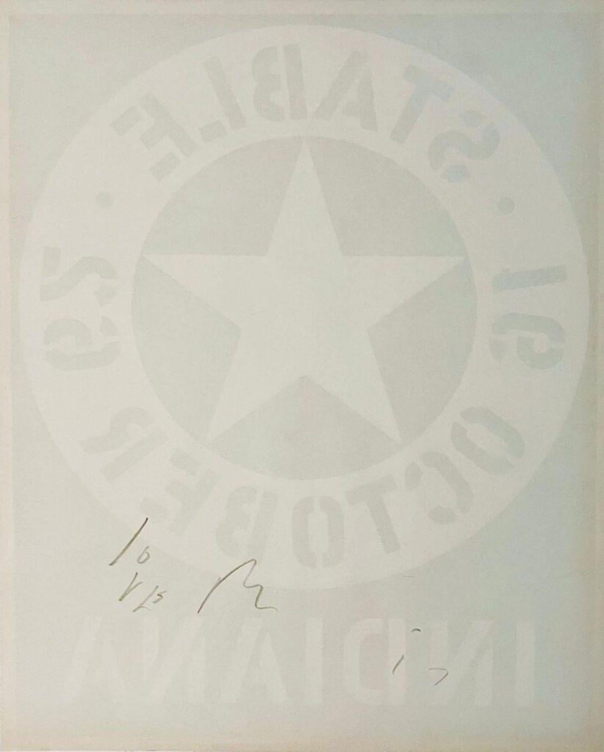 Rare affiche d'exposition de la Stable Gallery des années 1960 (signée à la main avec un pochoir d'amour) - Print de Robert Indiana