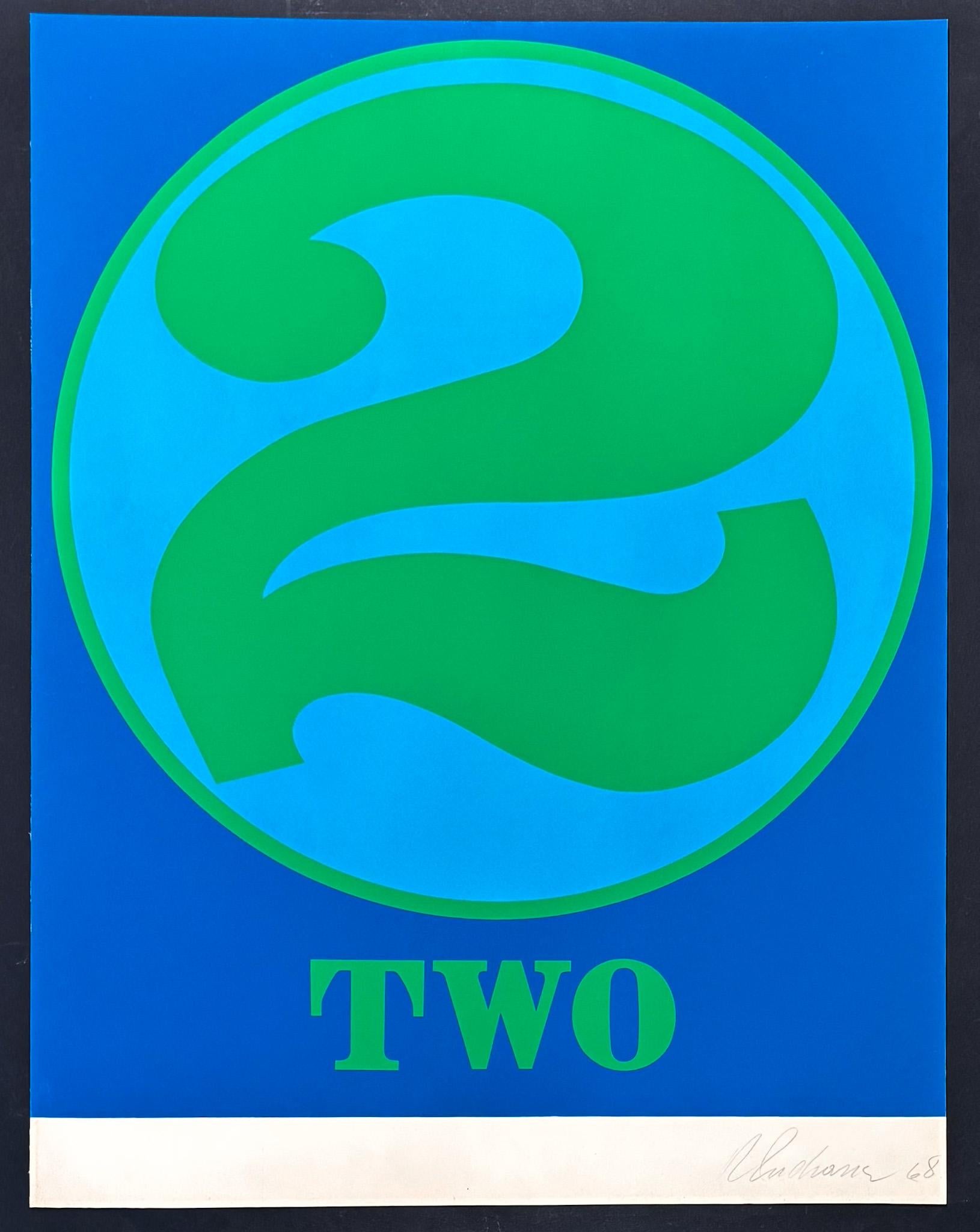 Robert Indiana (1928-2018) - Two, from numbers - Sérigraphie en couleurs - 1968 en vente 1