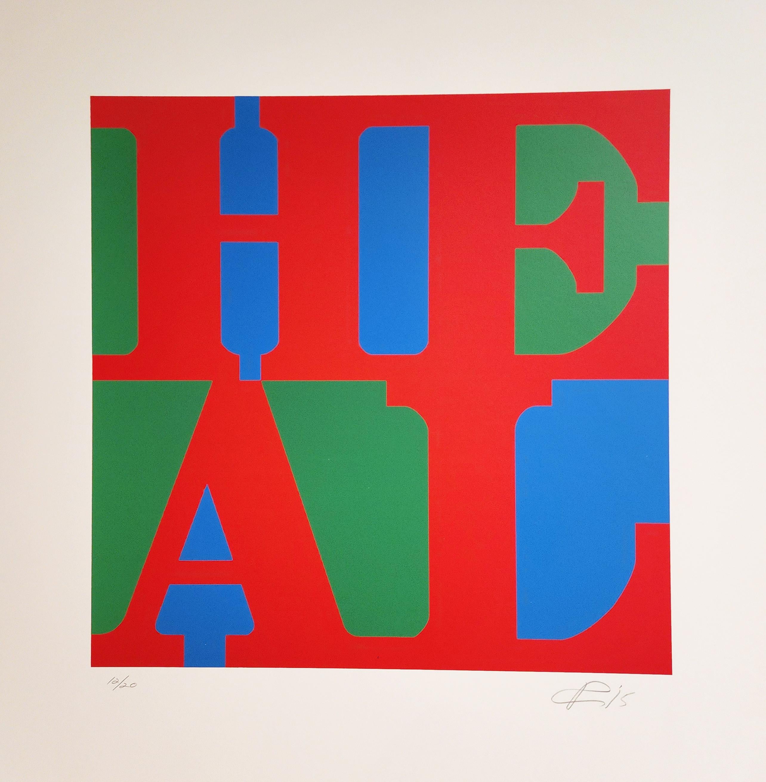 ROBERT INDIANA, HEAL - 2015, SIGNED & NUMBERED - ED. 20, SILKSCREEN - Brown Interior Print by Robert Indiana