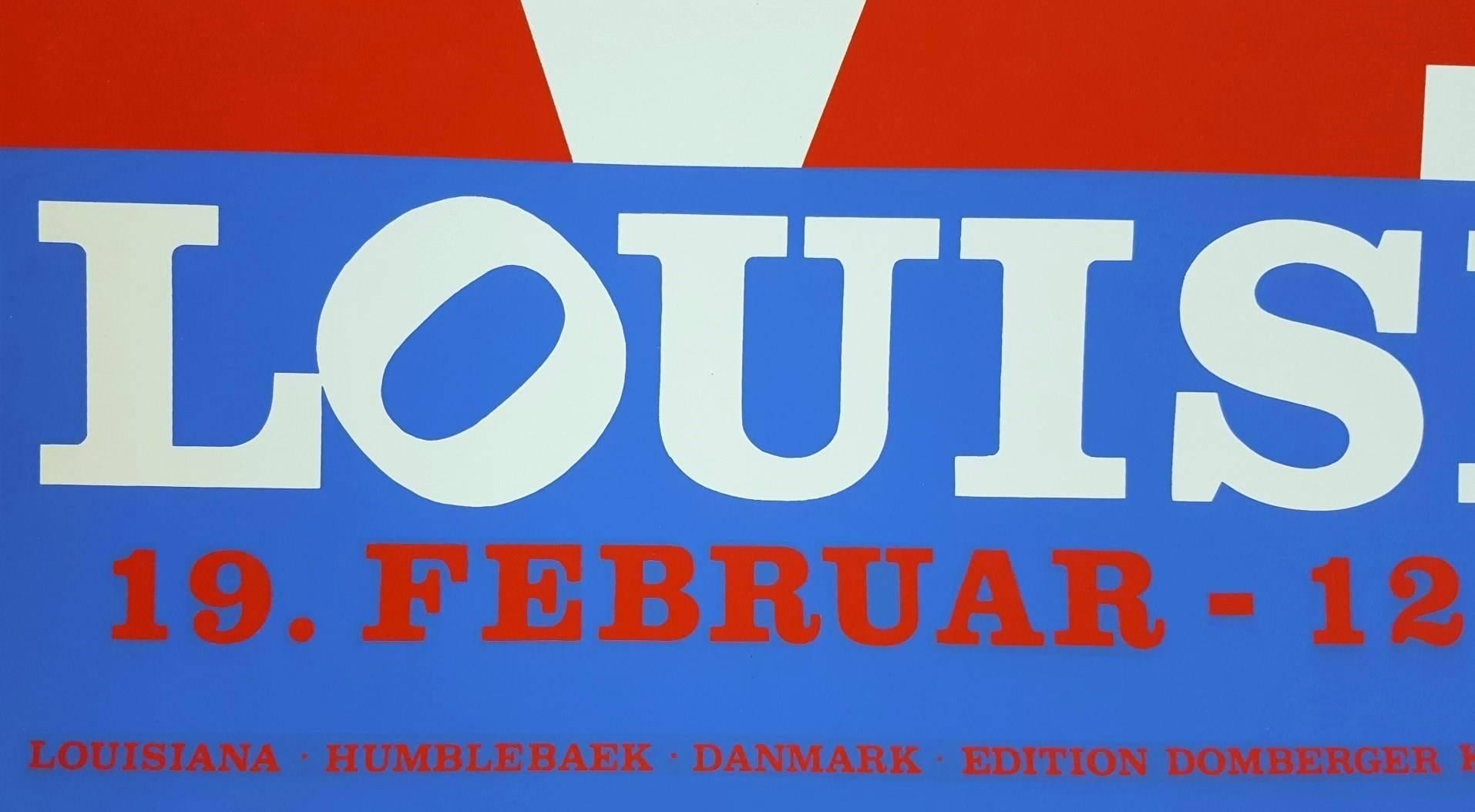 Robert Indiana (American, 1928-2018)
'Love, Louisiana',  1972
An original screen printed exhibition poster presented at the Louisiana Museum near Copenhagen, Denmark. 
A wonderful example of early pop art. 
Sheet size: 33.5