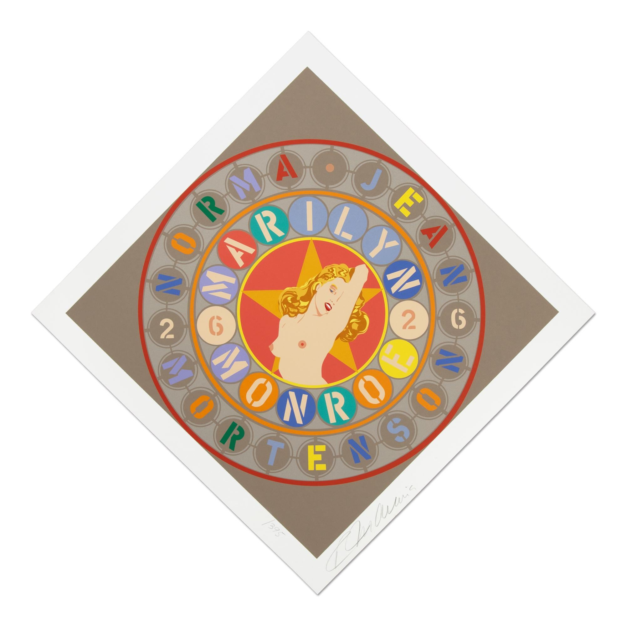 Robert Indiana (American, 1928–2018)
The Metamorphosis of Norma Jean Mortenson, 1997
Medium: Screenprint in colors on paper
Dimensions: 15 9/10 × 15 9/10 in (40.5 × 40.5 cm)
Edition of 395: Hand-signed and numbered
Condition: Excellent
