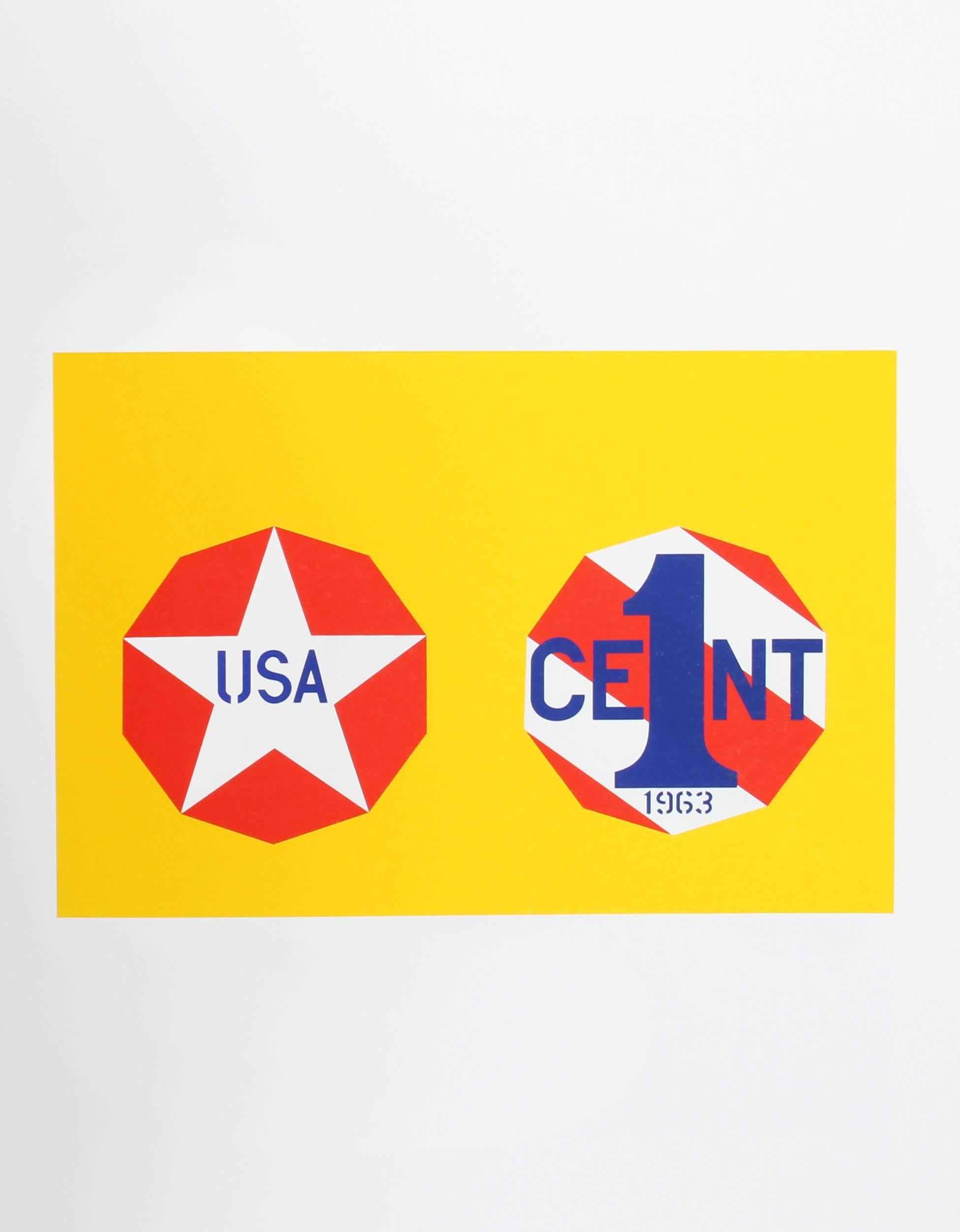 Artist: Robert Indiana, American (1928 - 2018)
Title: The New Glory Penny from the American Dream Portfolio
Year: 1963 (1997)
Medium: Serigraph
Edition: 395
Image Size: 9.25 x 14 inches
Size: 22 in. x 17 in. (55.88 cm x 43.18 cm)

Printed and