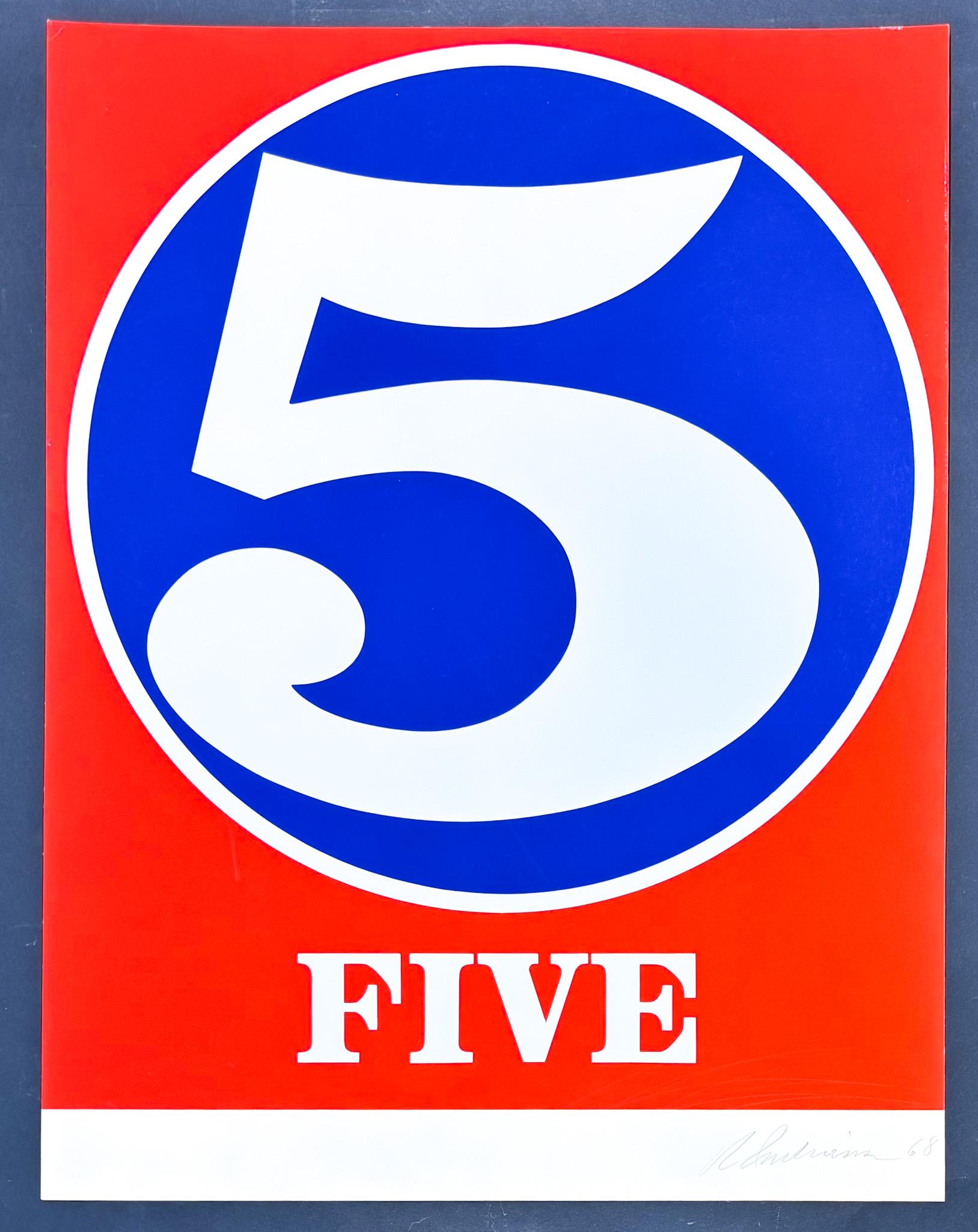 Robert Indiana(1928-2018) - Five, from numbers - Sérigraphie en couleurs - 1968 en vente 1