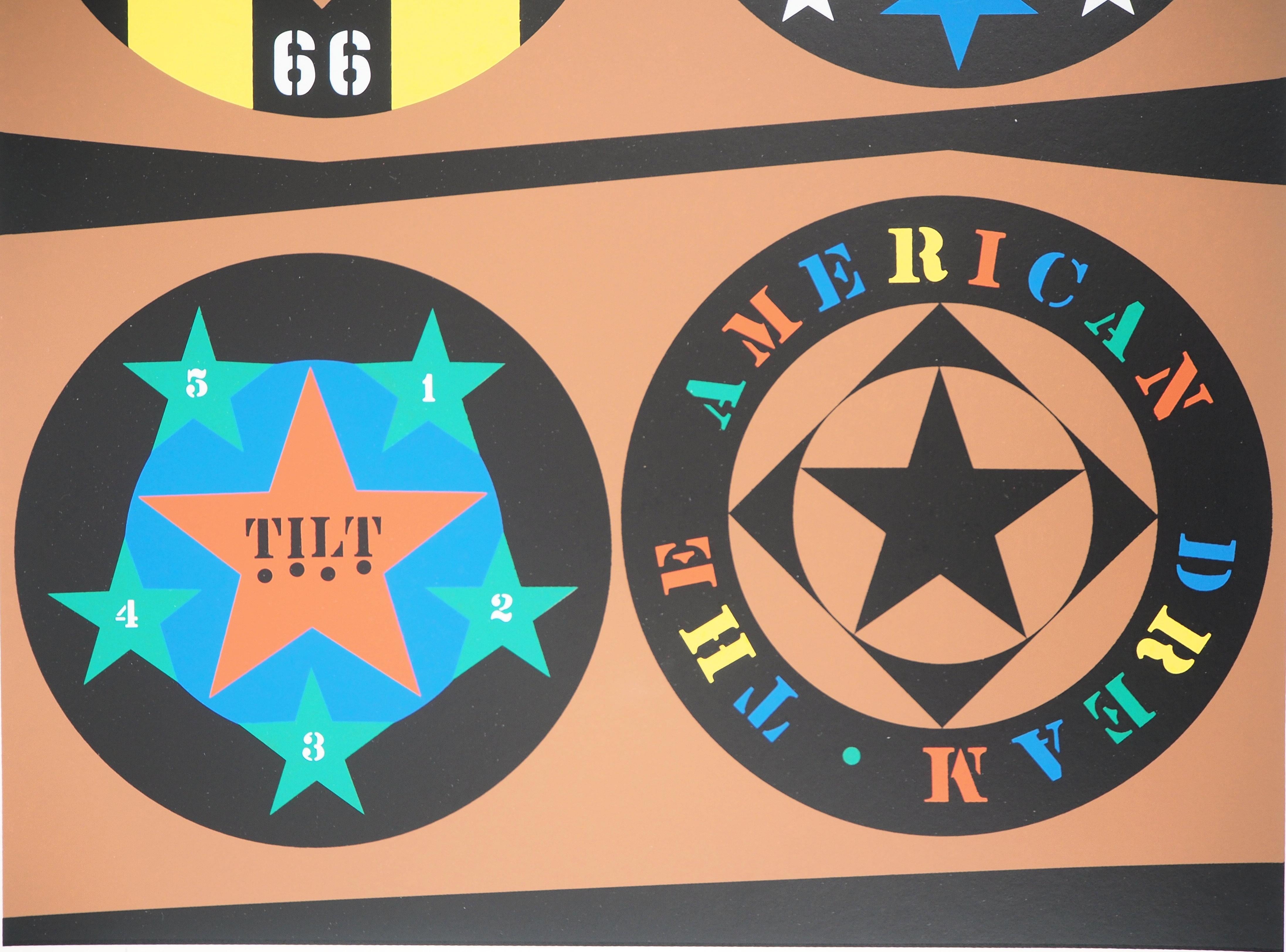 The American Dream - Original screenprint, Handsigned - Certificate - Orange Abstract Print by Robert Indiana