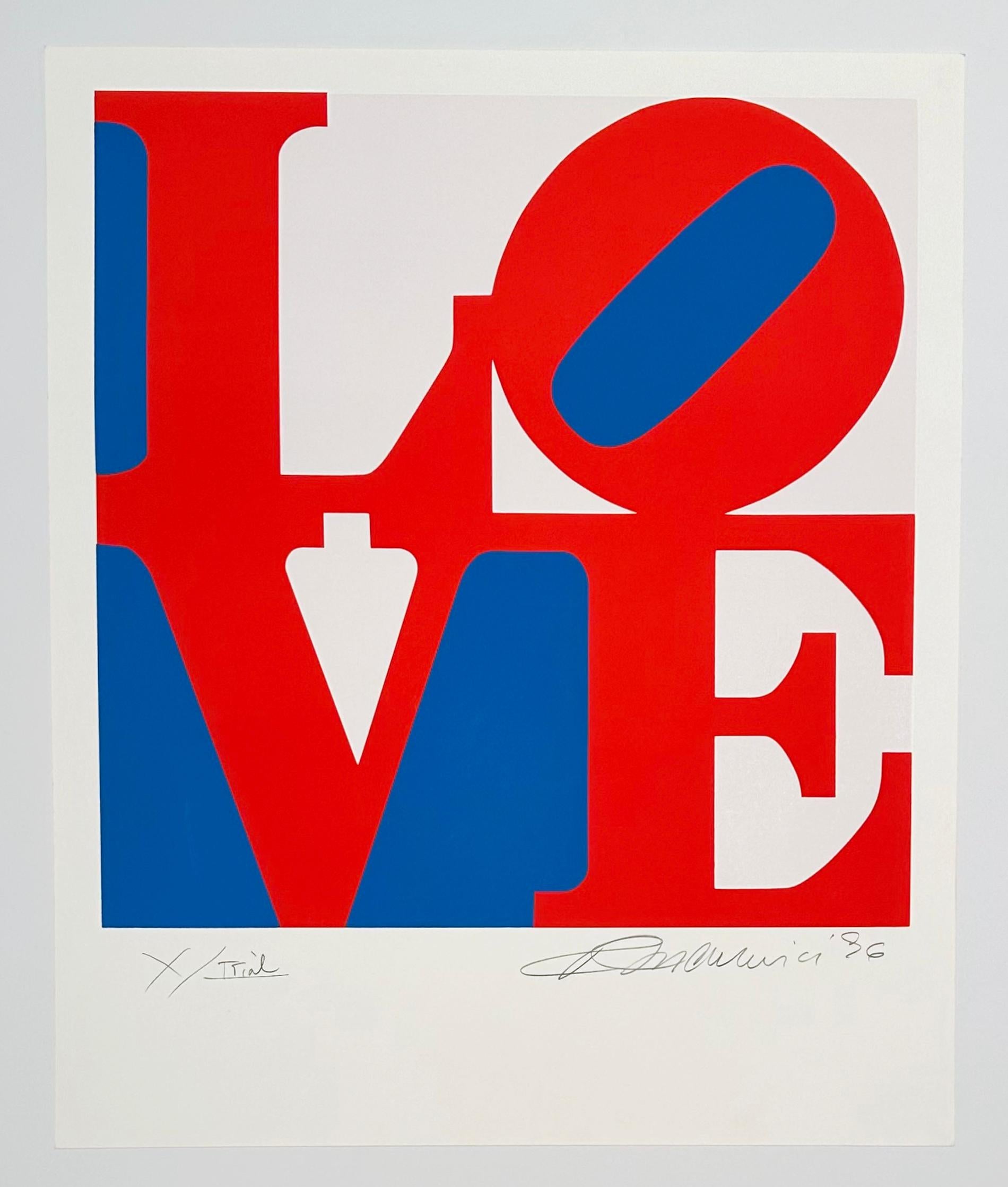 Künstler: Robert Indiana
Titel: Das Buch der Liebe 5
Medium: Serigraphie
Datum: 1996
Auflage: Trial Proof (abgesehen von der Auflage von 200 Stück)
Rahmen Größe: 30