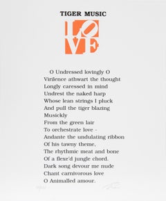 The Book of Love Poem - Tiger Music, Signed Screenprint by Robert Indiana