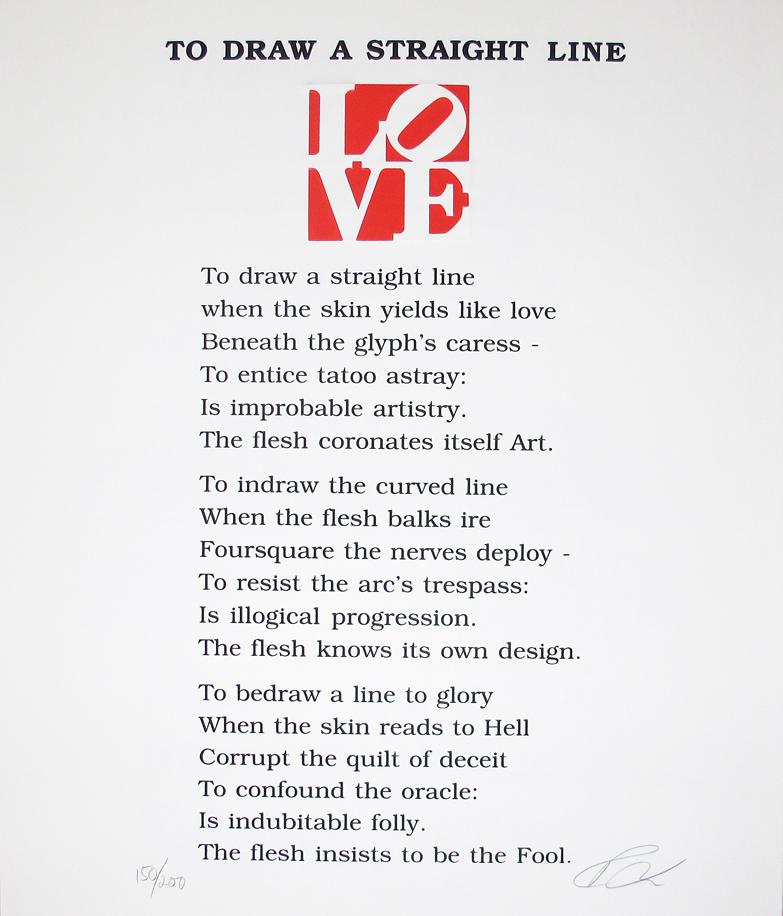 The Book of Love Gedicht (To Draw A Straight Line) – Print von Robert Indiana
