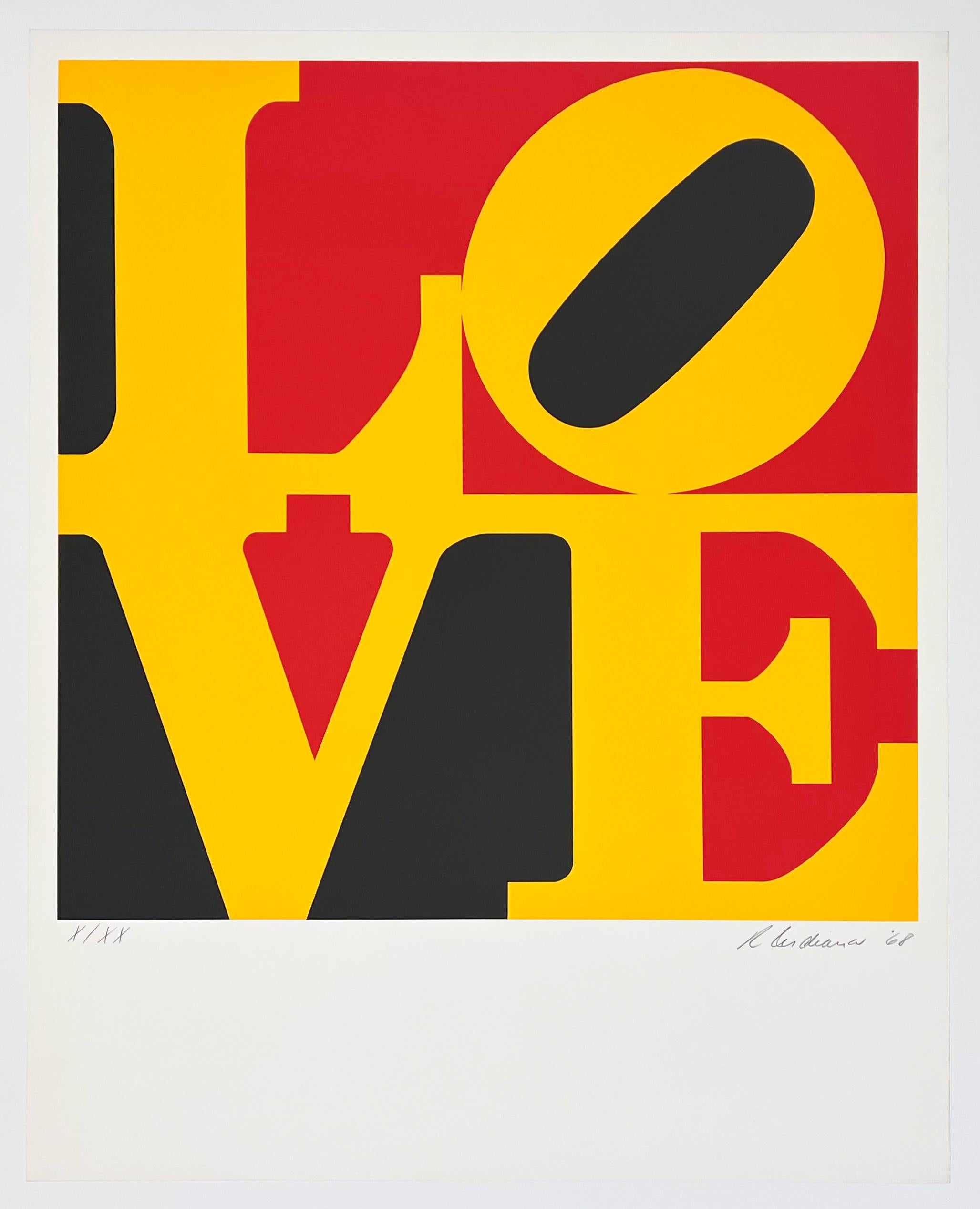 Artist: Robert Indiana
Medium: Screenprint
Title: The German Love
Year: 1968
Edition: X/XX
Sheet Size: 29 5/8
