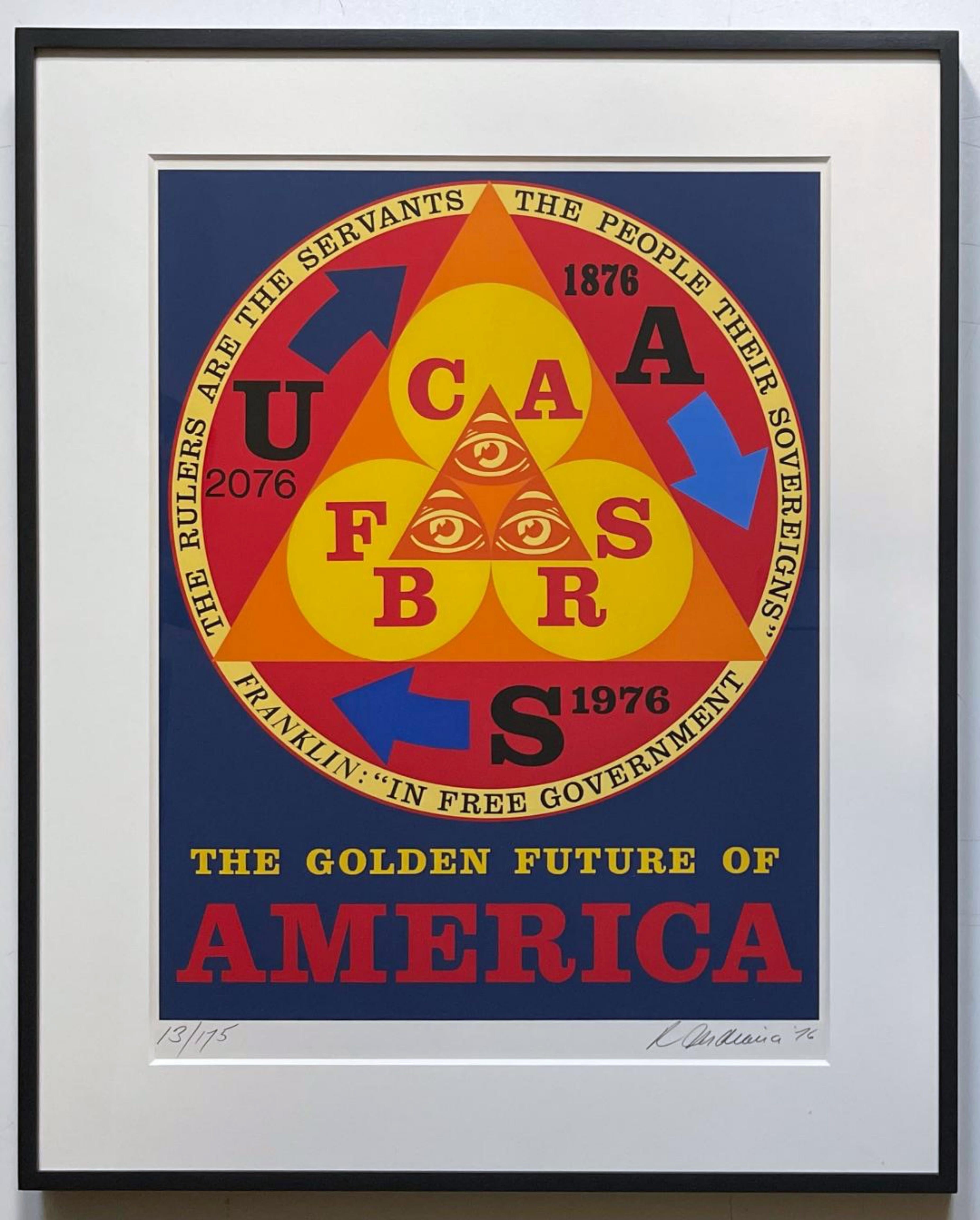 Il futuro dorato dell'America (Sheehan, 92), serigrafia Pop Art, firmato/incorniciato - Print di Robert Indiana