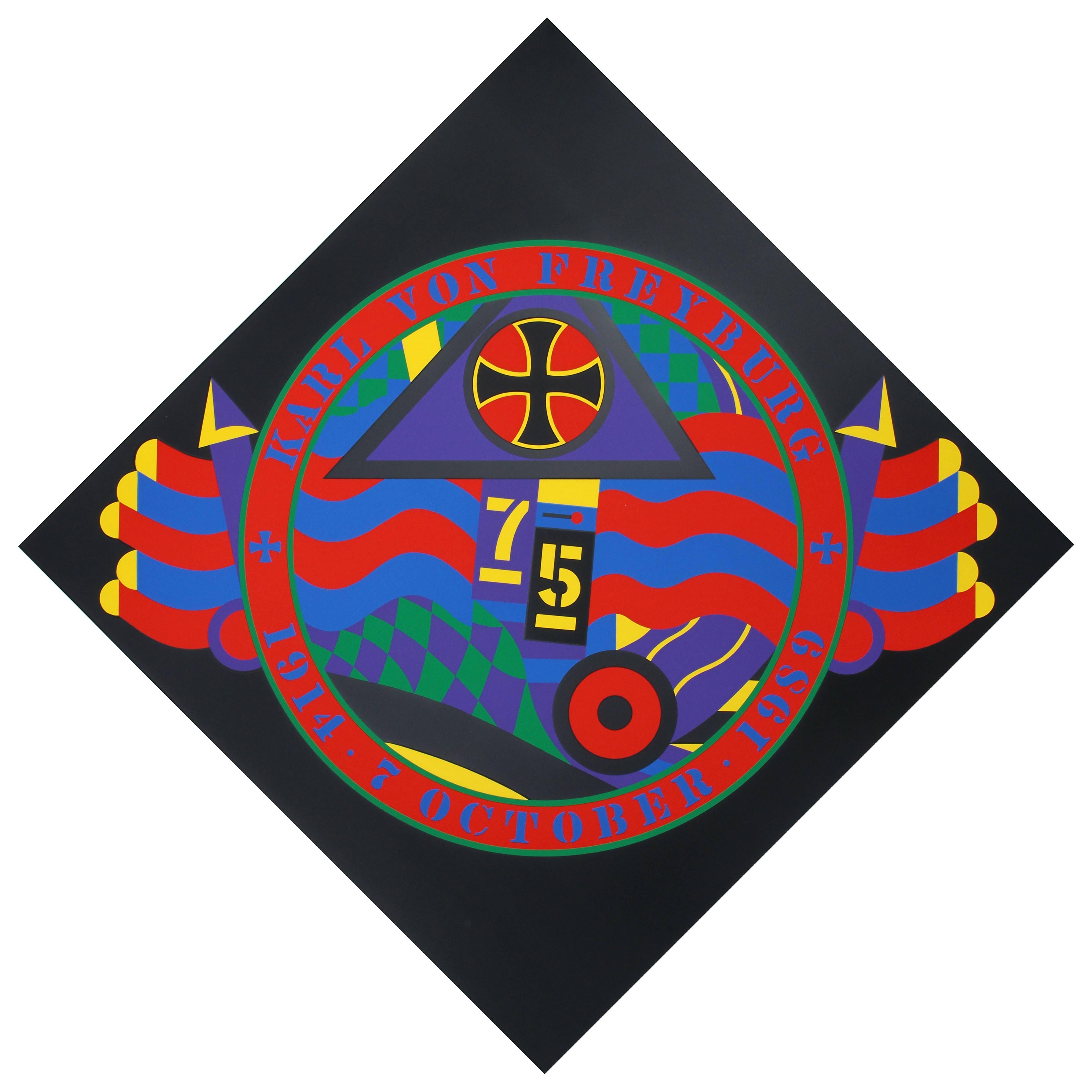 Artista: Robert Indiana
Título: Las Elegías de Hartley: La serie de Berlín- KvF VI 
Año: 1991
Técnica: Serigrafía sobre papel Acuarela Saunders, firmada y numerada a lápiz 
Edición: 50 
Tamaño del papel: 60 x 60 pulgadas 

Imprenta: Bob Blanton,
