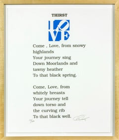 Vintage "Thirst (Book of LOVE)" silkscreen print on paper by artist Robert Indiana