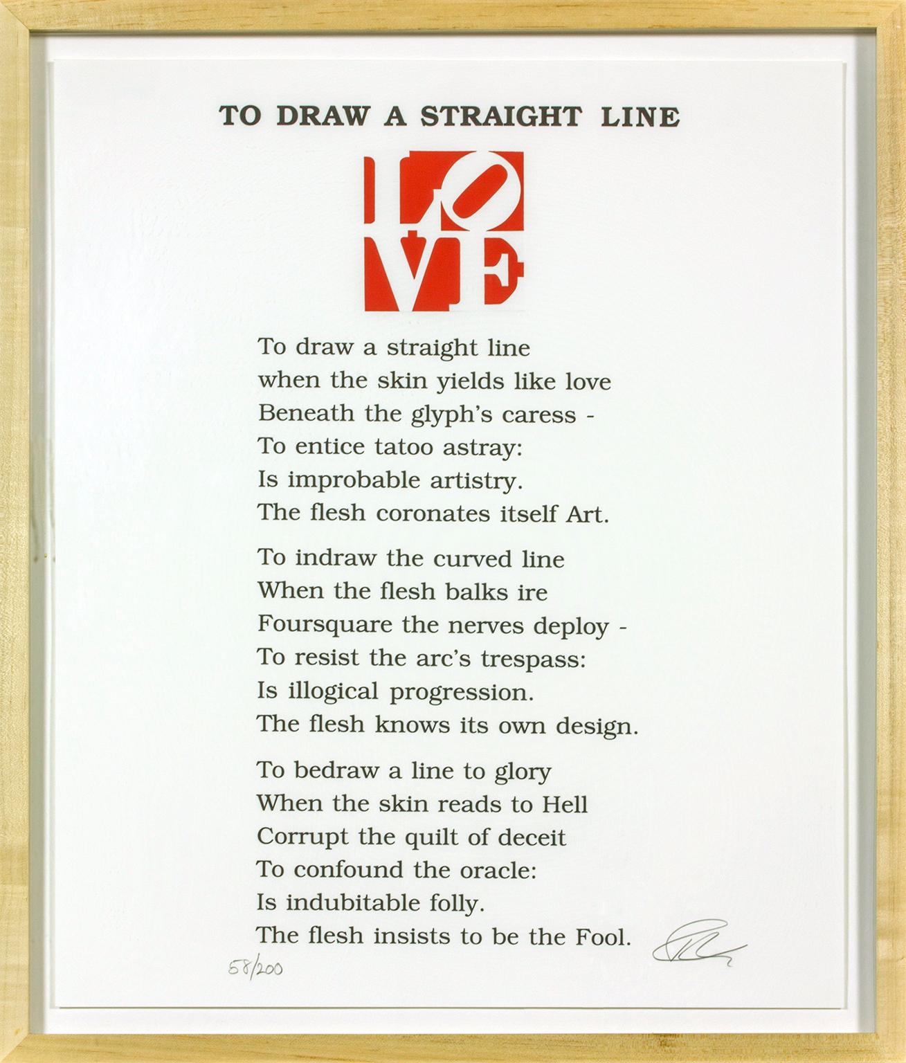 "To Draw a Straight Line (Book of LOVE)" silkscreen print by Robert Indiana