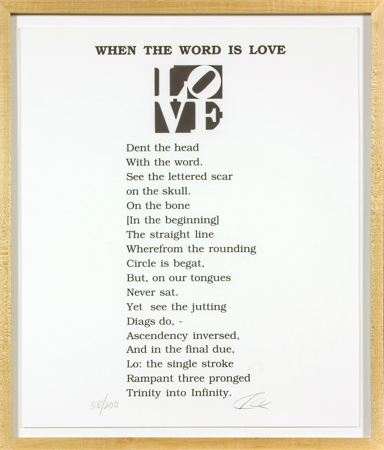 "When the Word is LOVE (Book of LOVE)" silkscreen print by Robert Indiana  