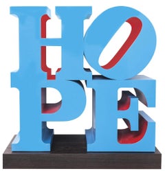 Hope Sculpture in Blue and Red, Metal and Acrylic, American Modern