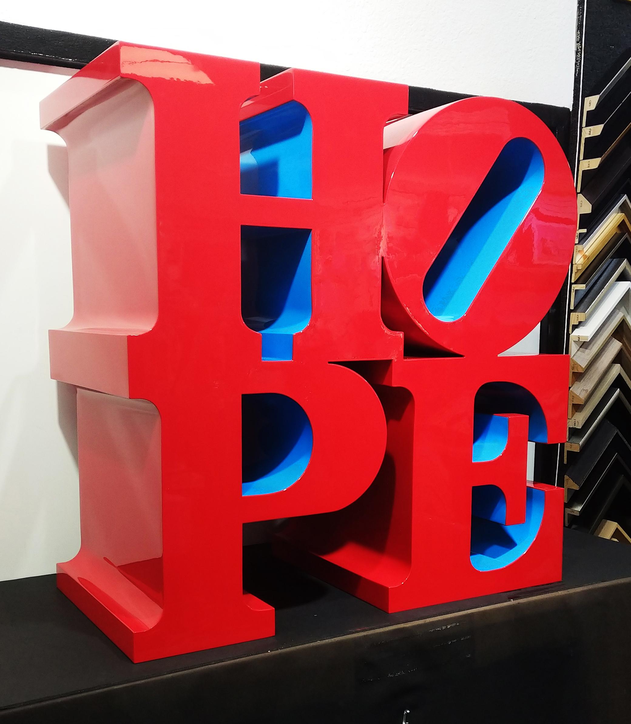 HOPE (RED/BLUE) SCULPTURE - Sculpture by Robert Indiana
