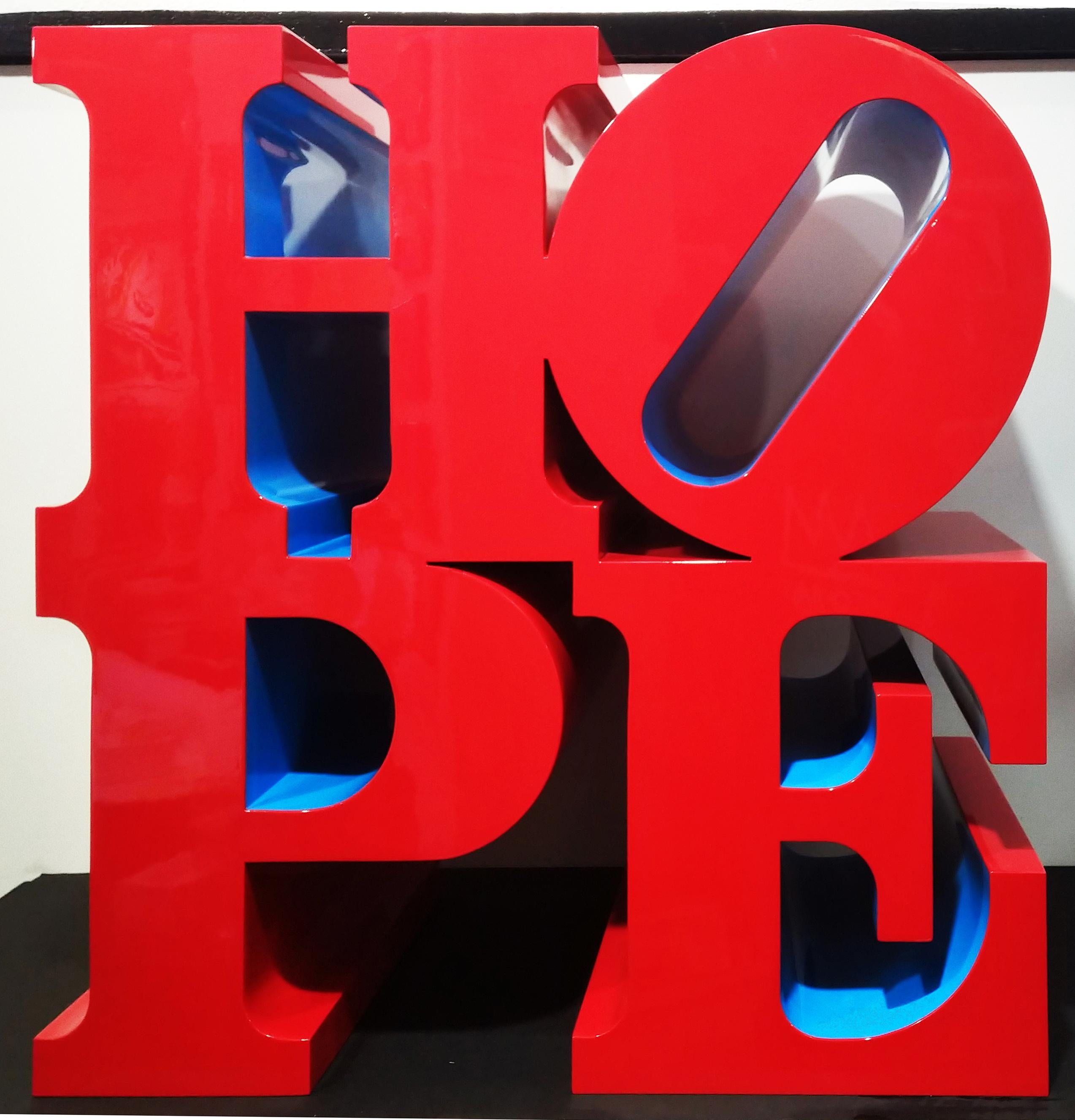 Robert Indiana Figurative Sculpture - HOPE (RED/BLUE) SCULPTURE
