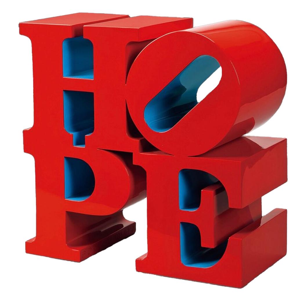 Hope Sculpture in Red and Blue, 36 inches, Acrylic and Metal, American Modern