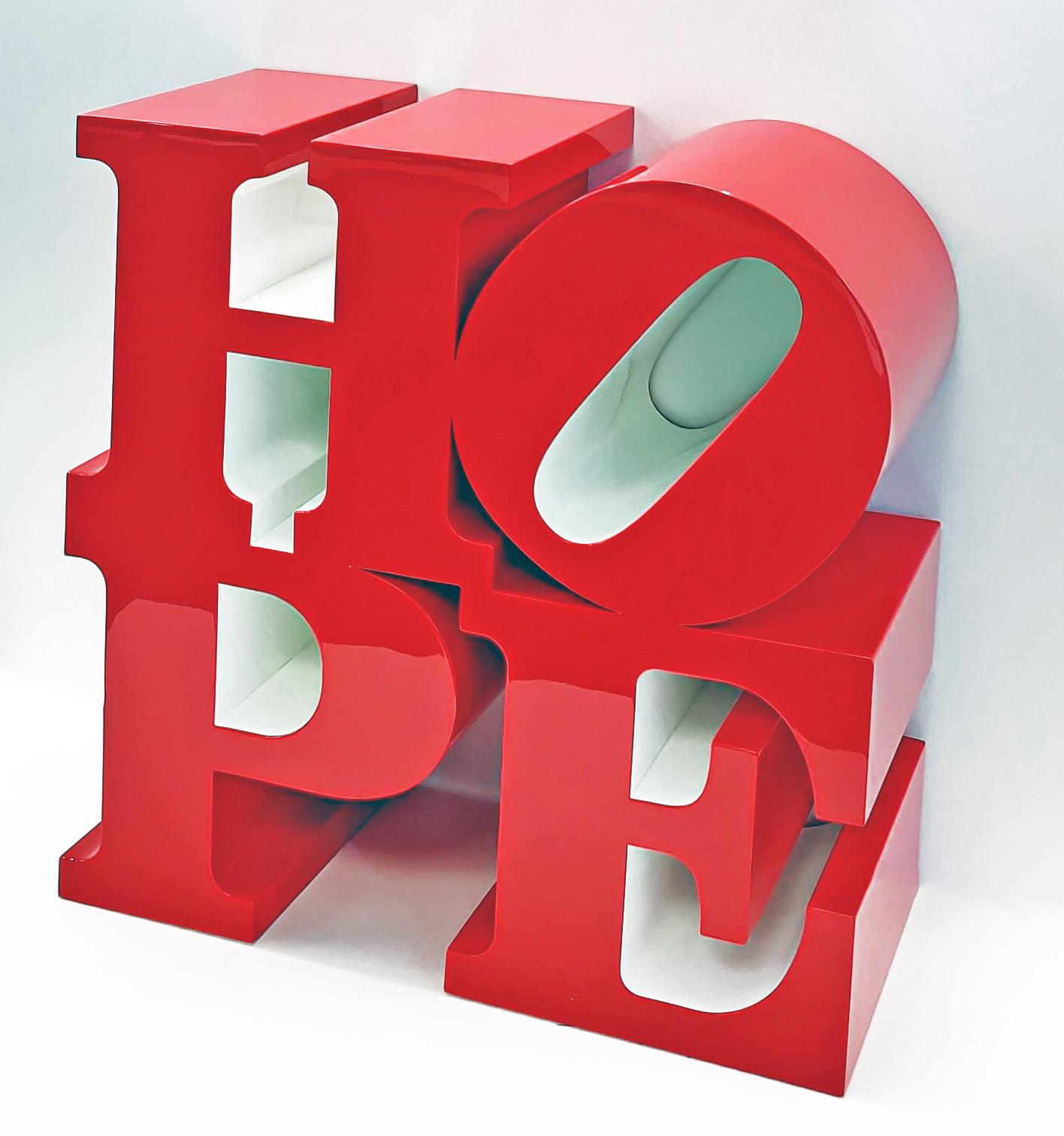 HOPE (RED/WHITE) SCULPTURE - Sculpture by Robert Indiana