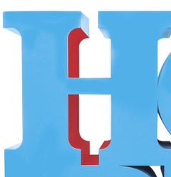 Scultura Hope in blu e rosso, metallo e acrilico, moderno americano
