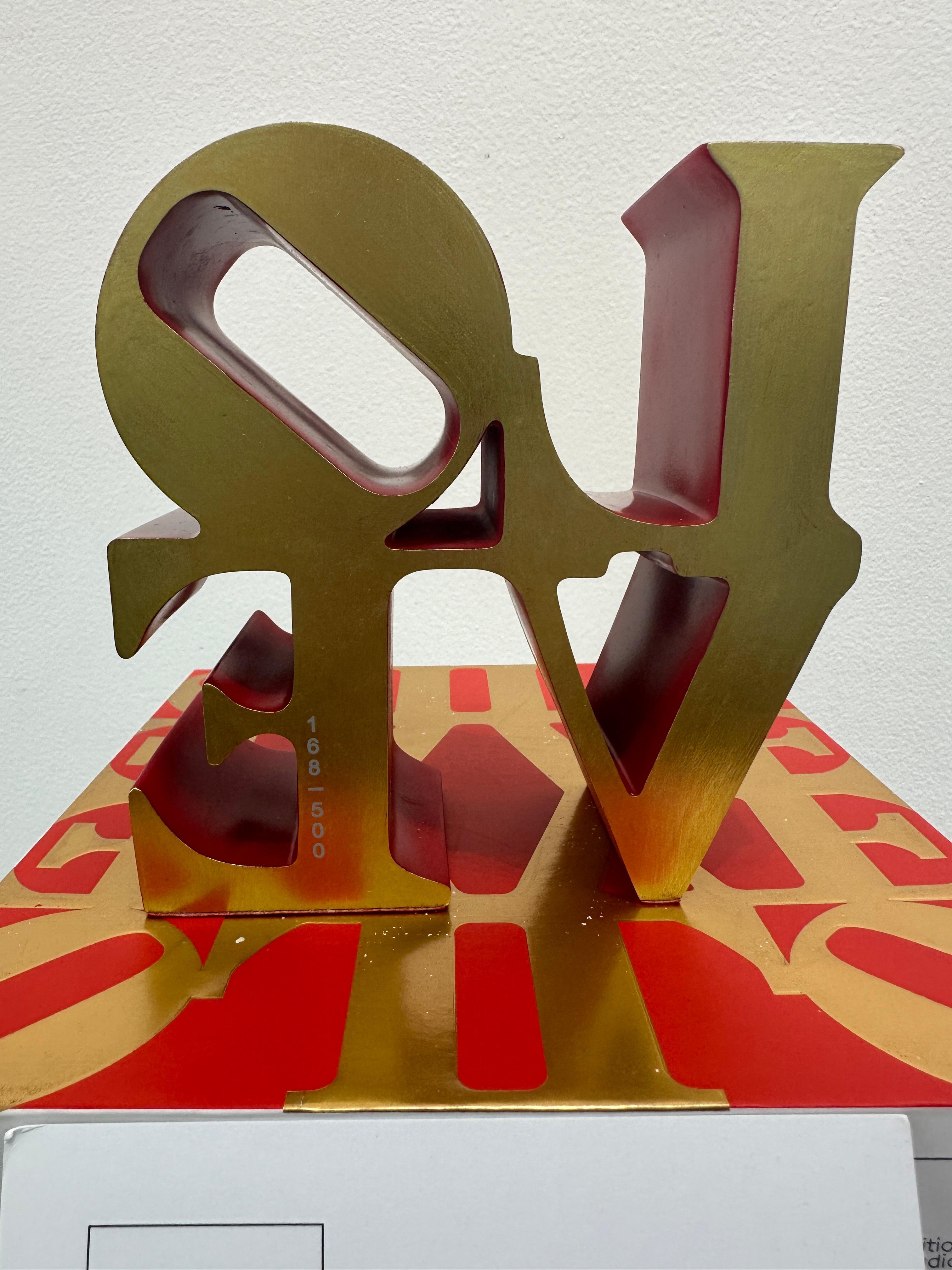 LOVE Red & Gold - Pop Art Sculpture by Robert Indiana