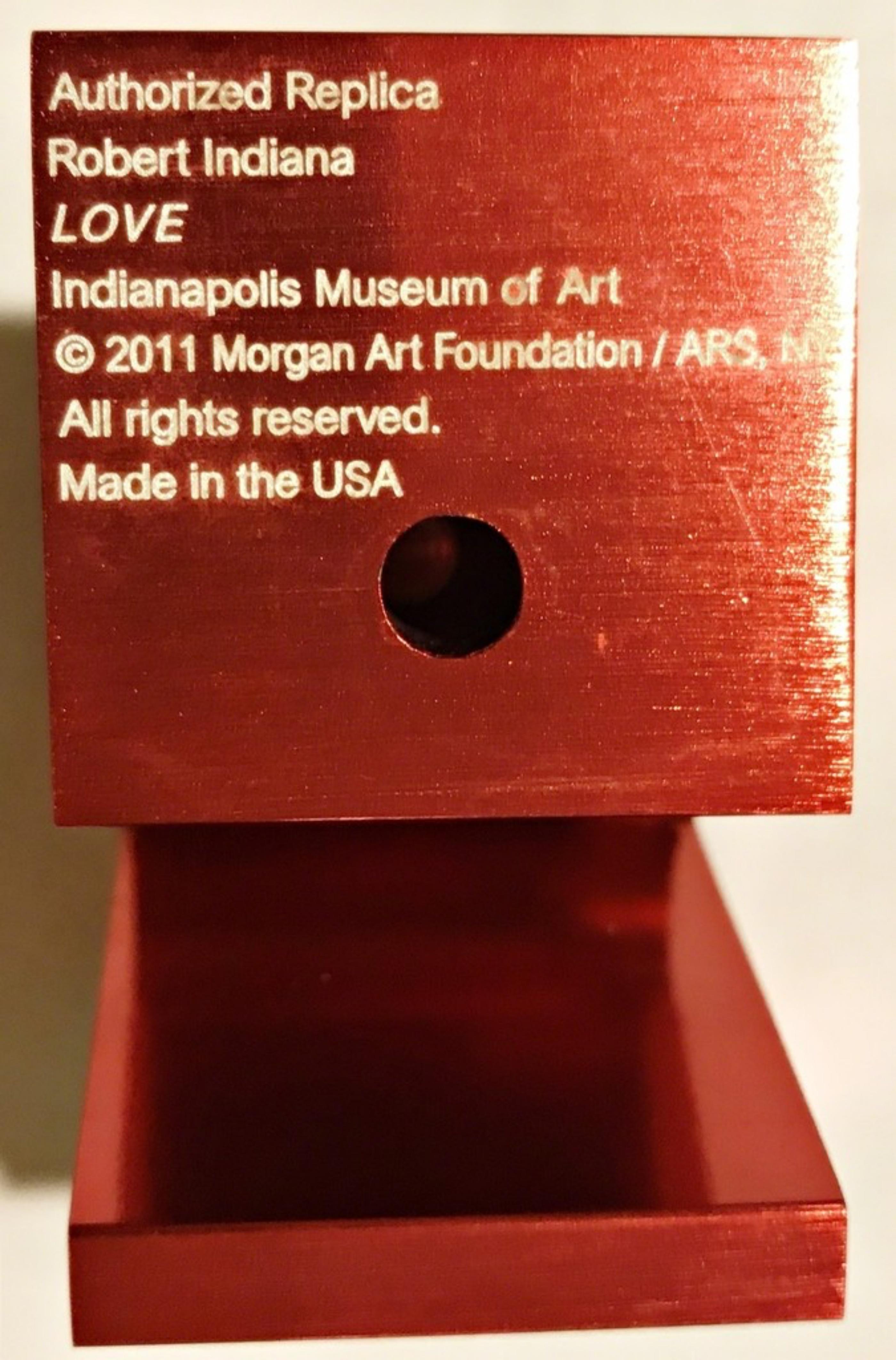 Robert Indiana
LOVE (Official Artist Copyright and Foundation Stamp), 2011
Brushed Aluminum sculpture (Red)
Stamped by artist's estate, Stamped 