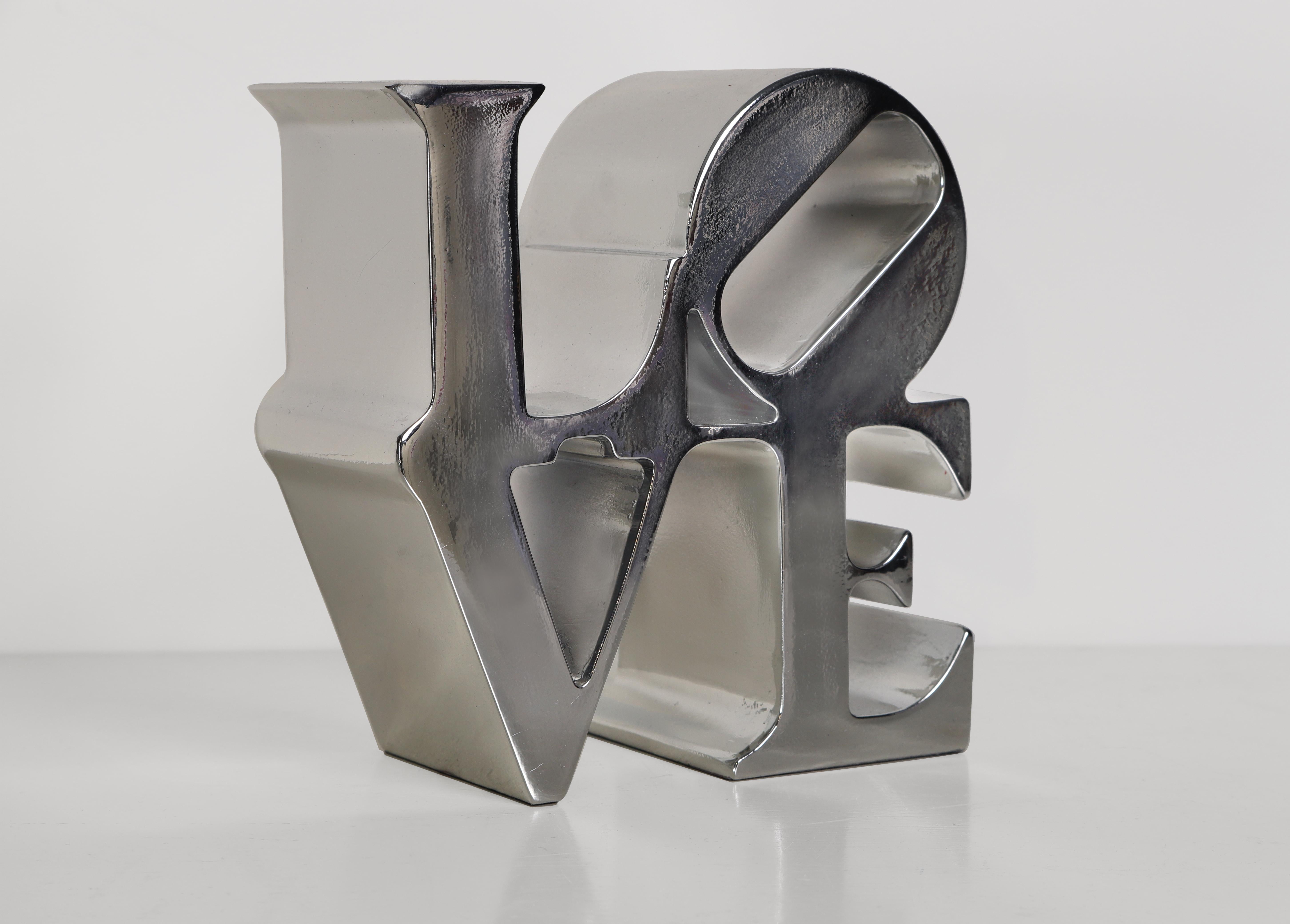 Robert Indiana Figurative Sculpture - Love Silver