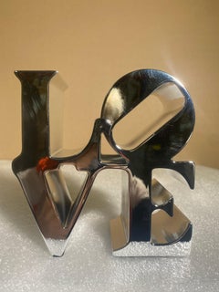 Love (Silver) polystone sculpture with original case Ed. 500 by Robert Indiana
