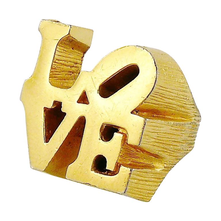 Robert Indiana Vintage Iconic Gold Toned Love Signet Ring